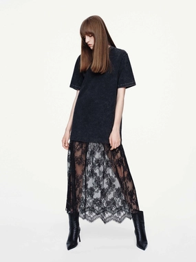 Tulle-paneled T-shirt Dress Perfect Layers Compressible