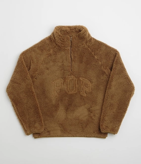 Simple Style Pop Trading Company Polar 1/2 Zip Fleece Sweatshirt - Bison