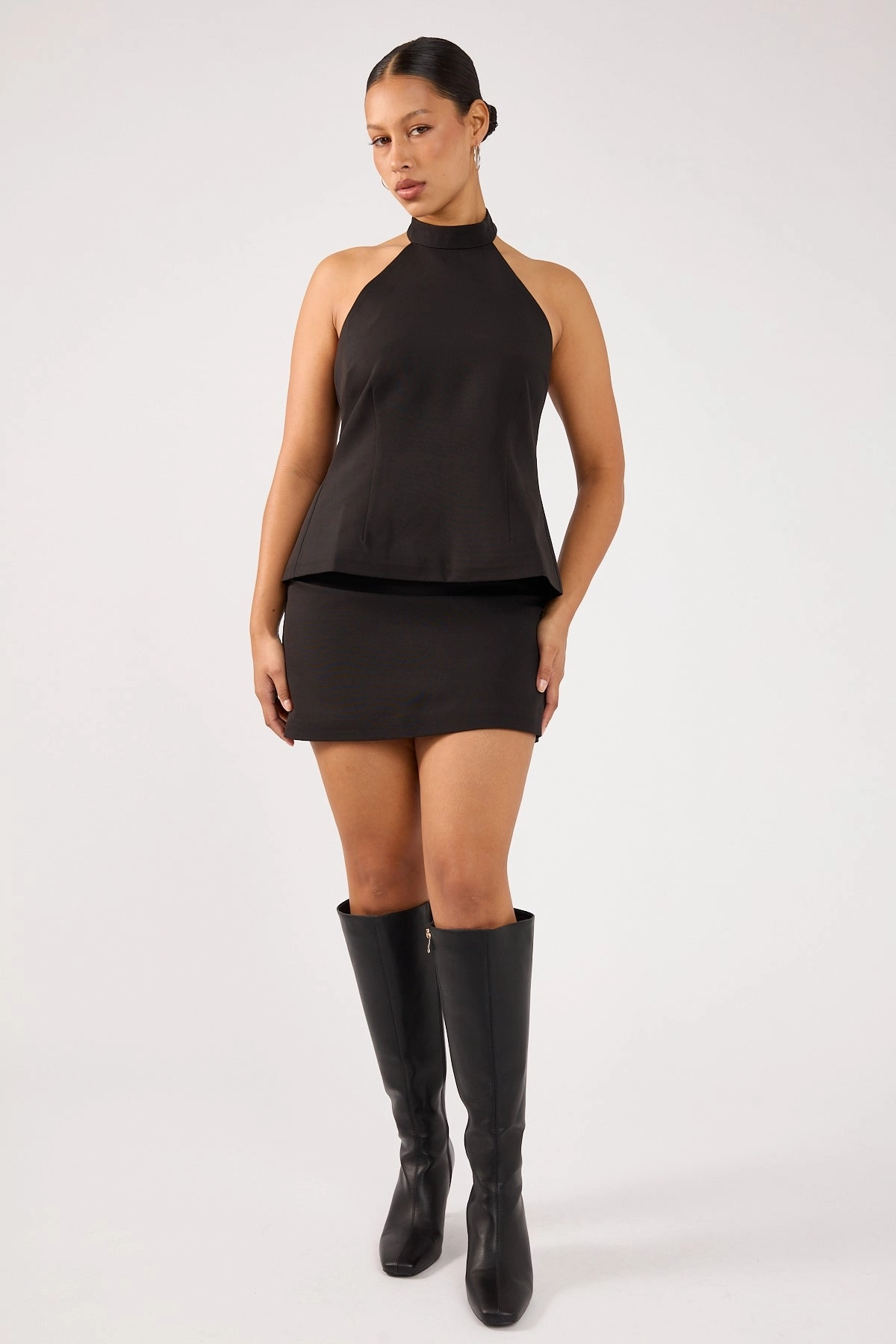 City Style Elegant Feel Perfect Stranger Beck Buckle Mini Skirt Black