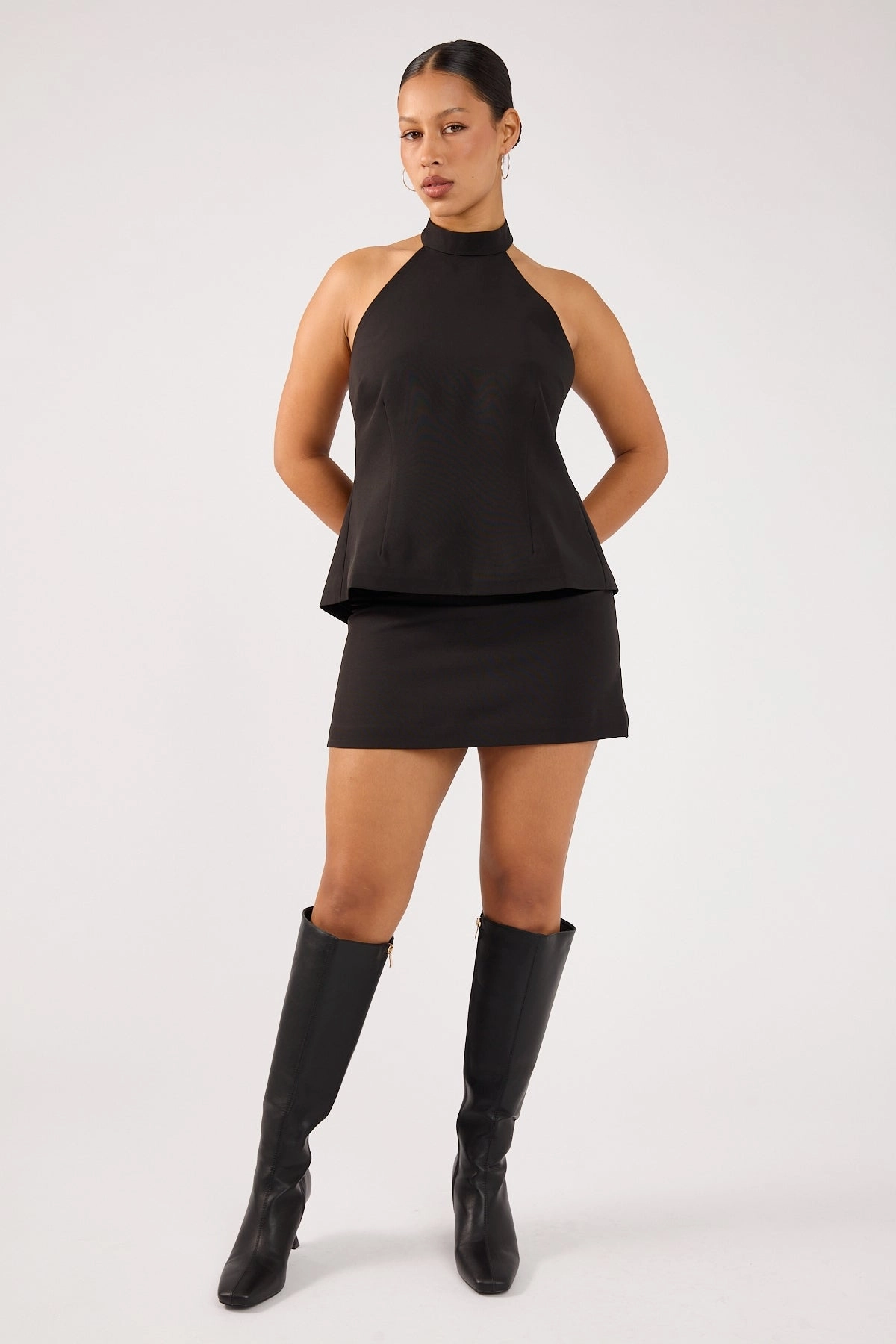 Trendy Mood Perfect Stranger Beck Buckle Mini Skirt Black