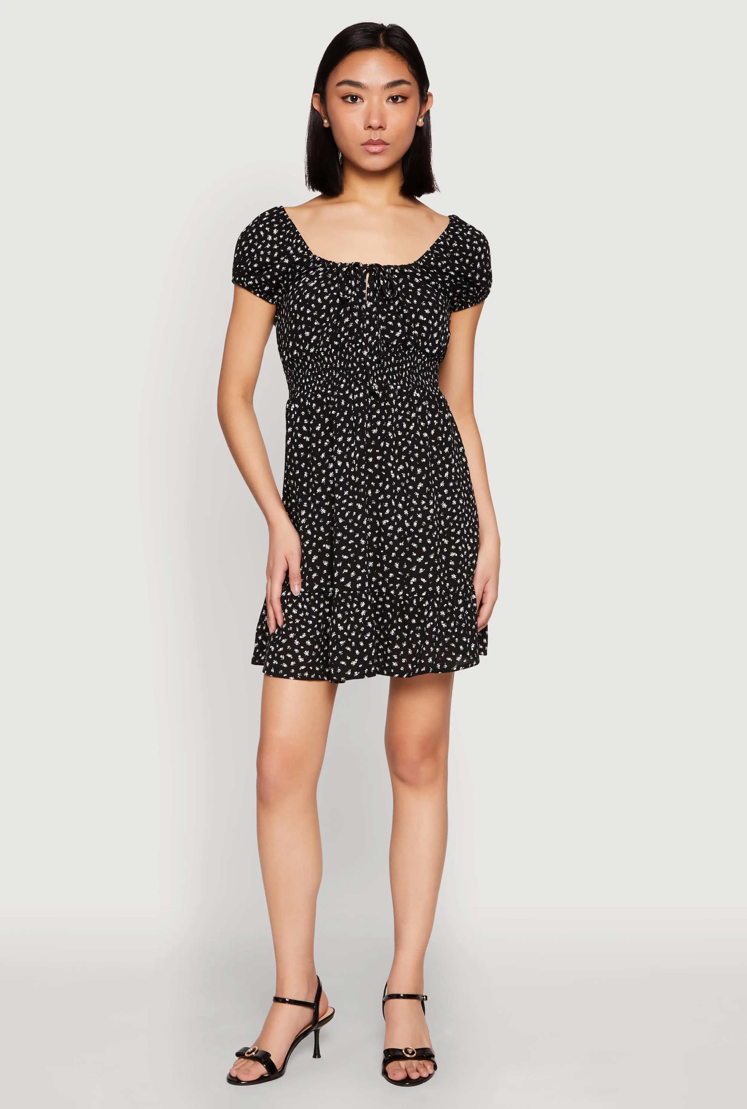 Cool Form Floral Peasant Mini Dress