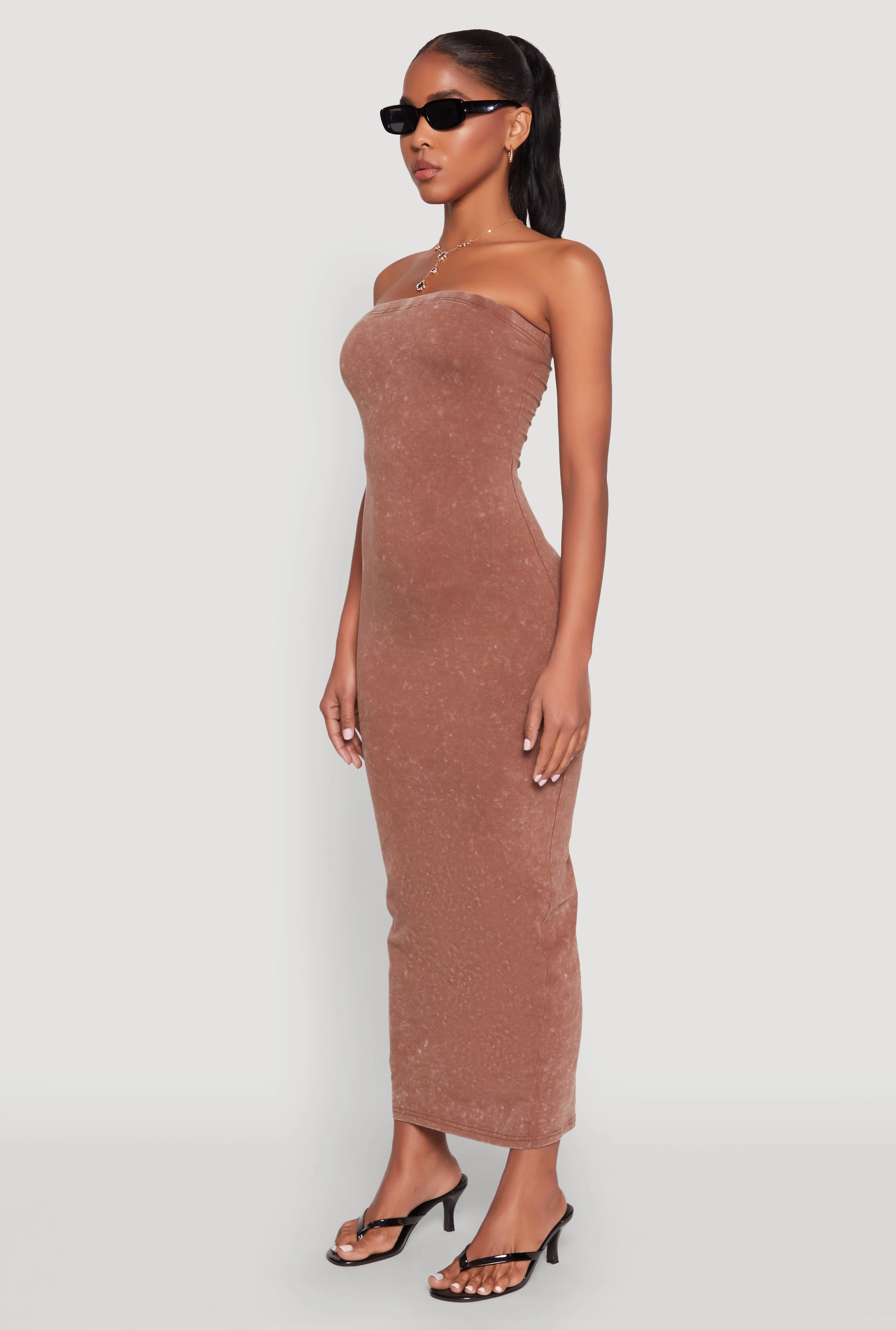 Daisy Mineral Wash Maxi Tube Dress Softly Structured