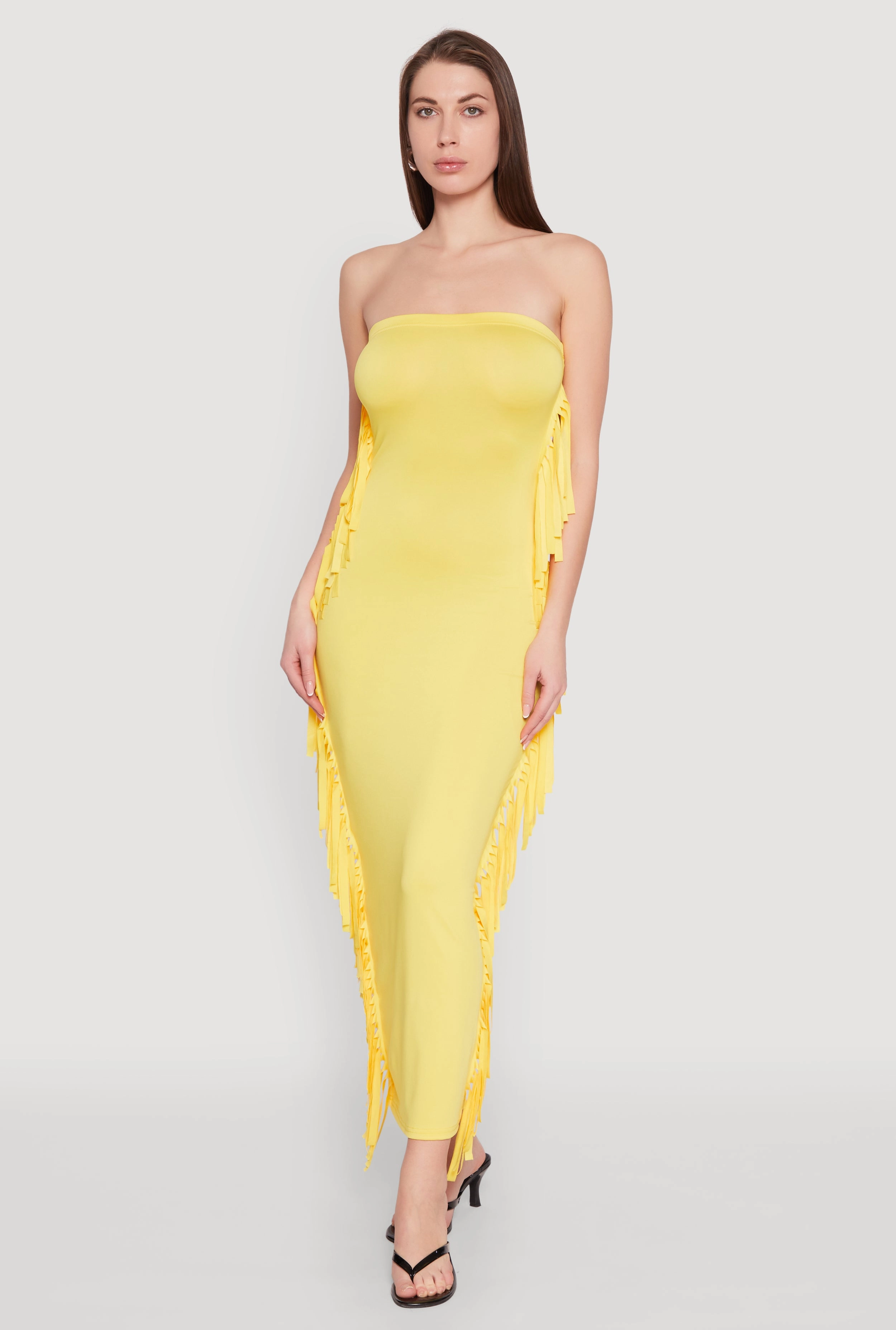 Side Fringe Maxi Tube Dress Chic Harmony Light Cloud