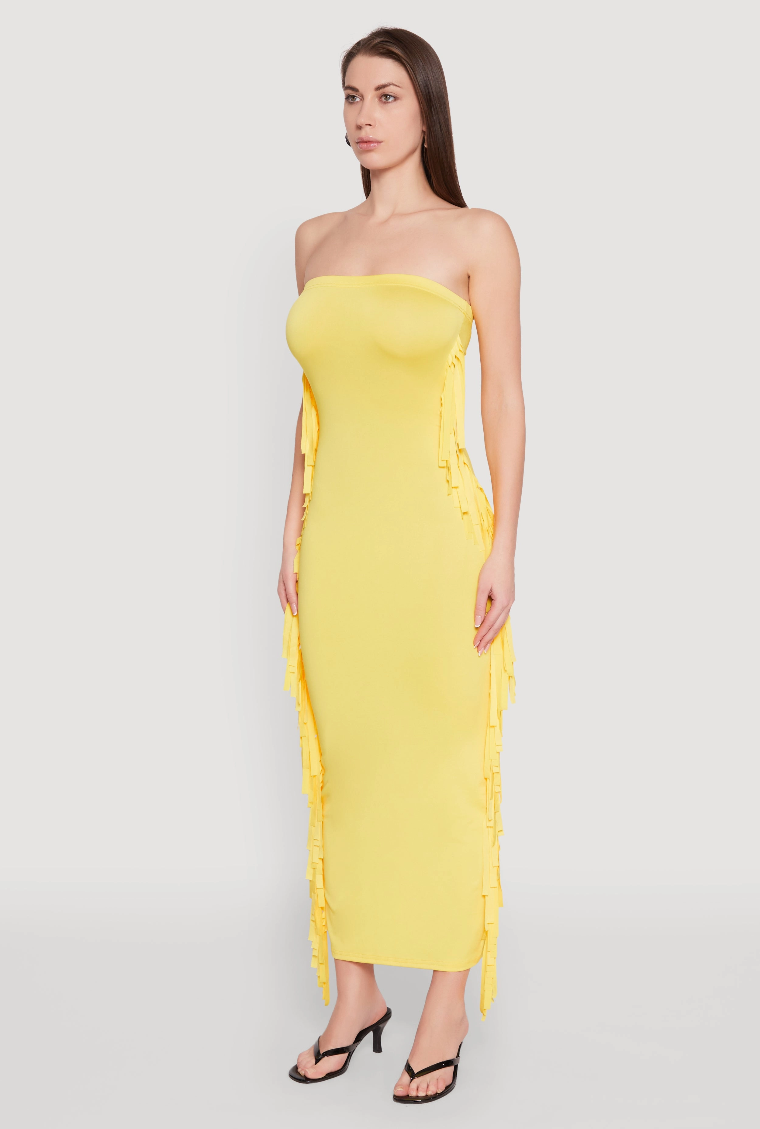 Side Fringe Maxi Tube Dress Evening Chic Loose Fit