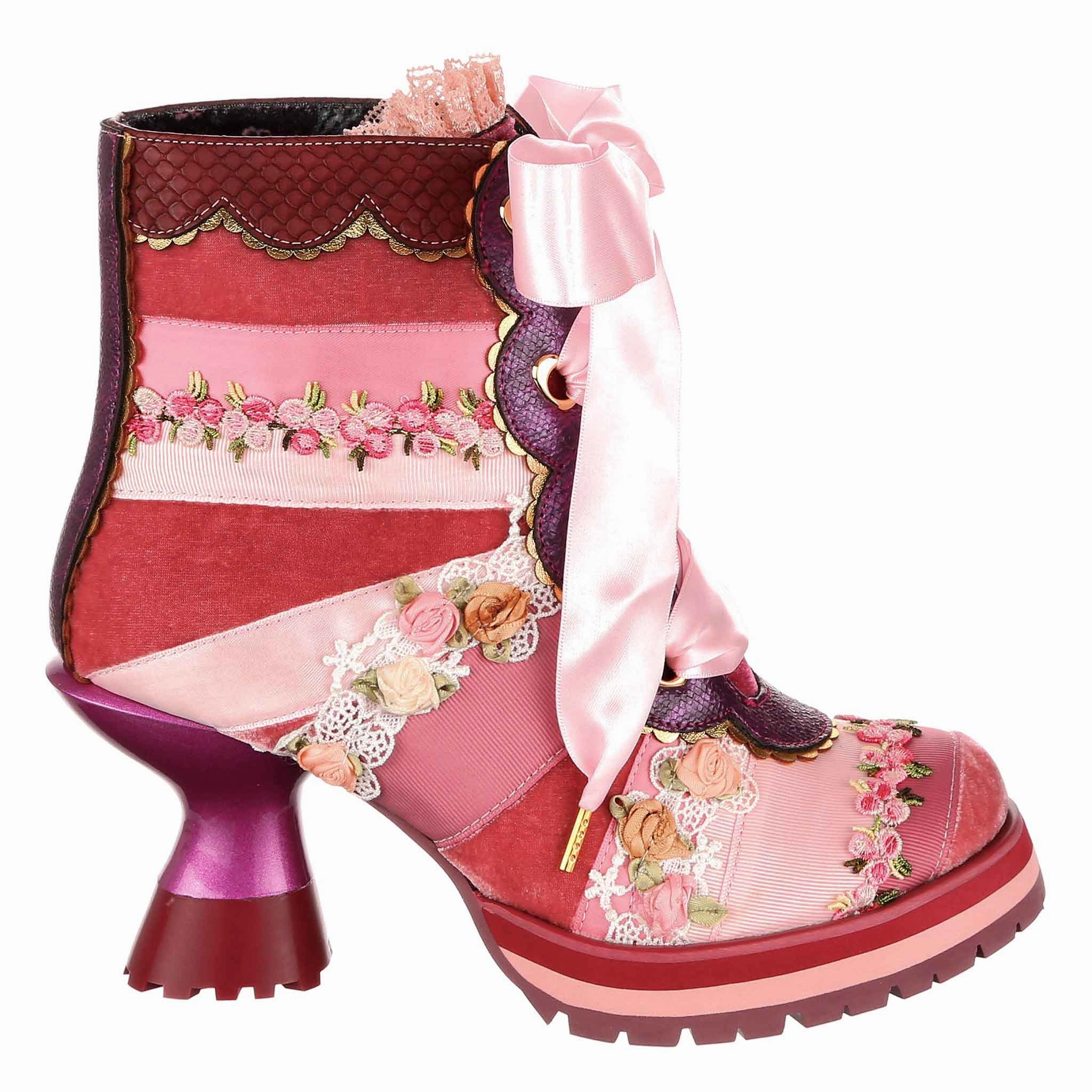 synthetic material Stacked Heel Pretty Patchwork
