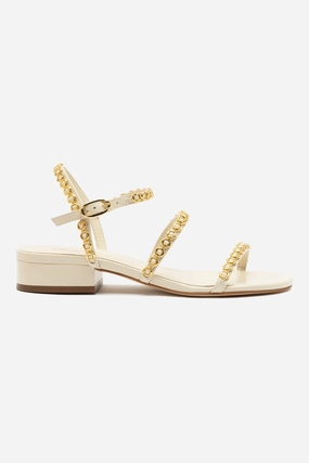 Sleek Sole Milanina Flat Sandal In Ivory Leather
