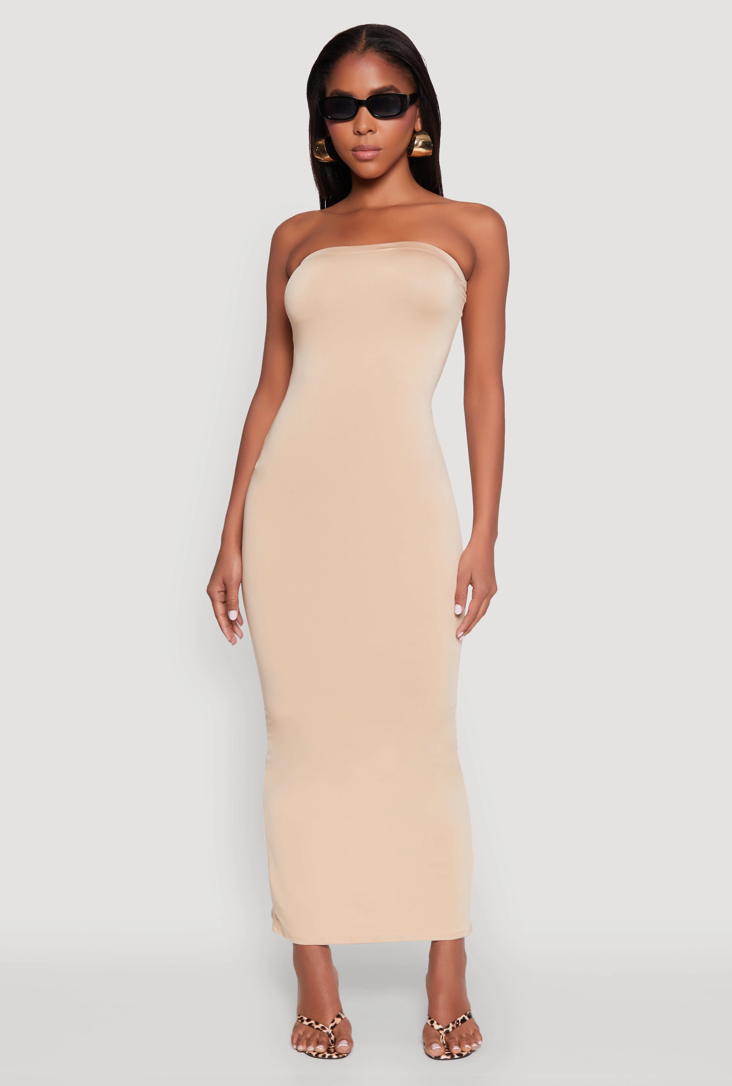 Slit Back Maxi Tube Dress Relaxed Line Perfect Fit Wear