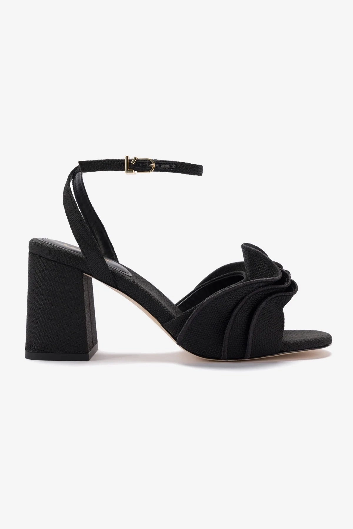 Selena Ruffle Sandal In Black Raffia High-Performance Footwear