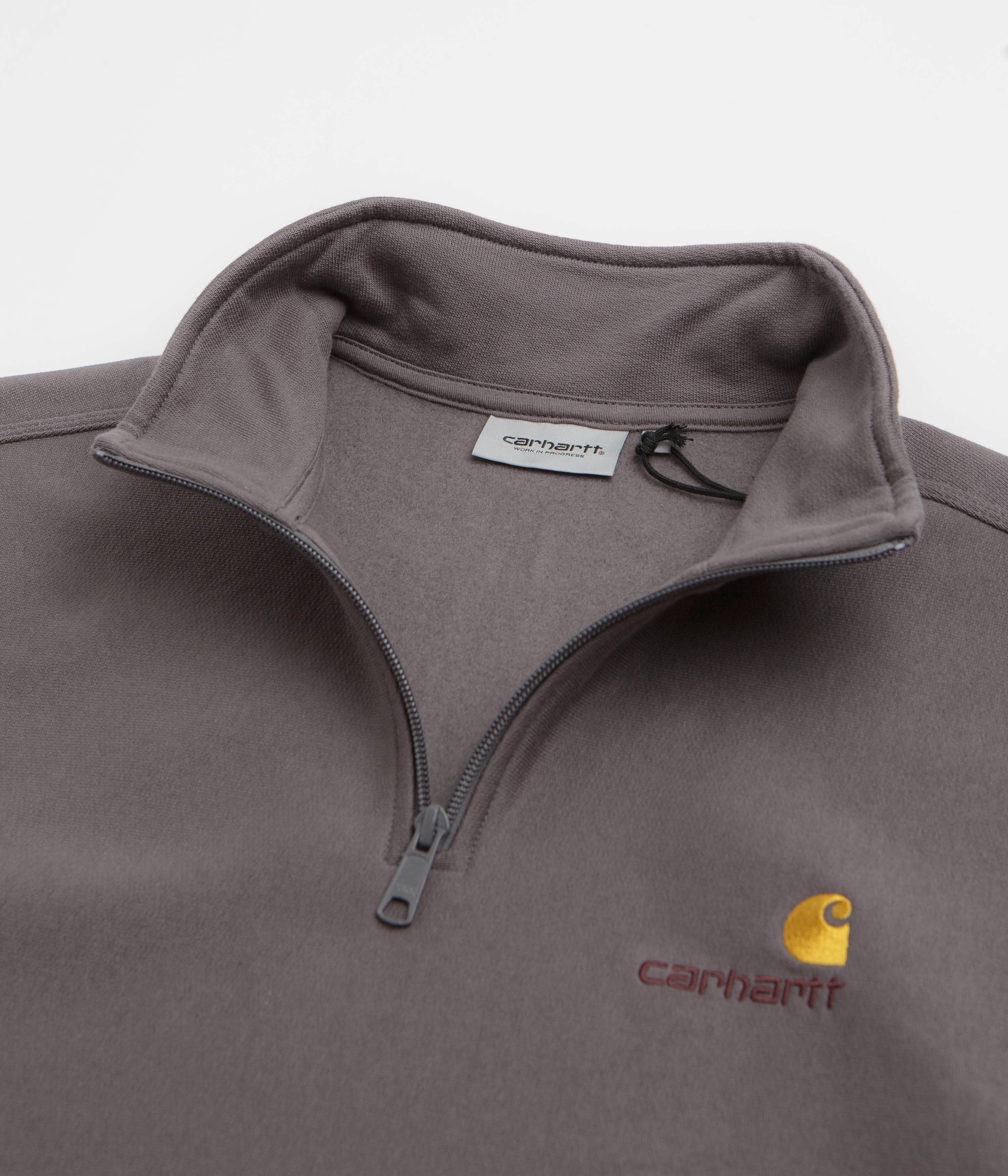 Anti Pilling Finish Carhartt Half Zip American Script Sweatshirt - Porphyry