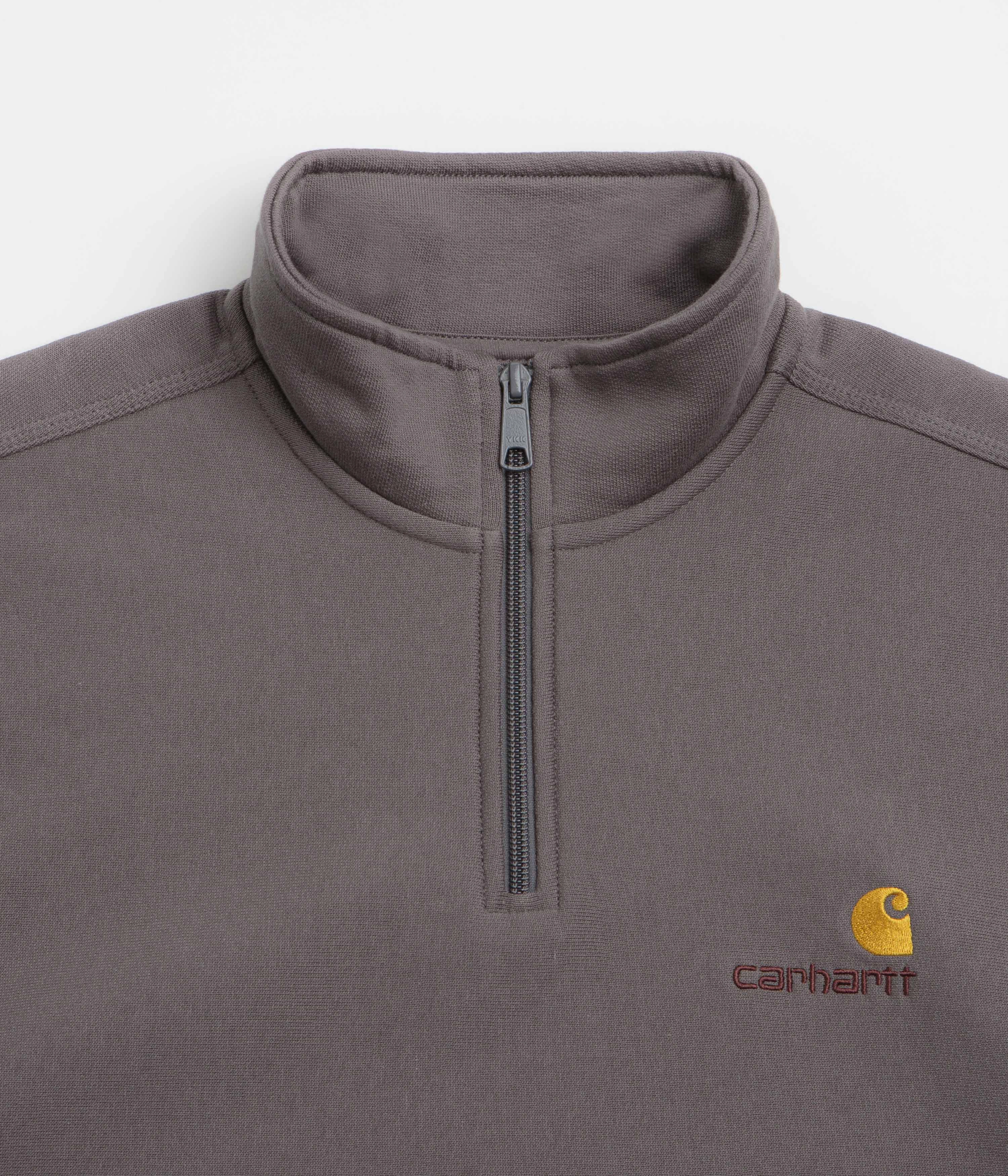 Carhartt Half Zip American Script Sweatshirt - Porphyry Flexible Fabric