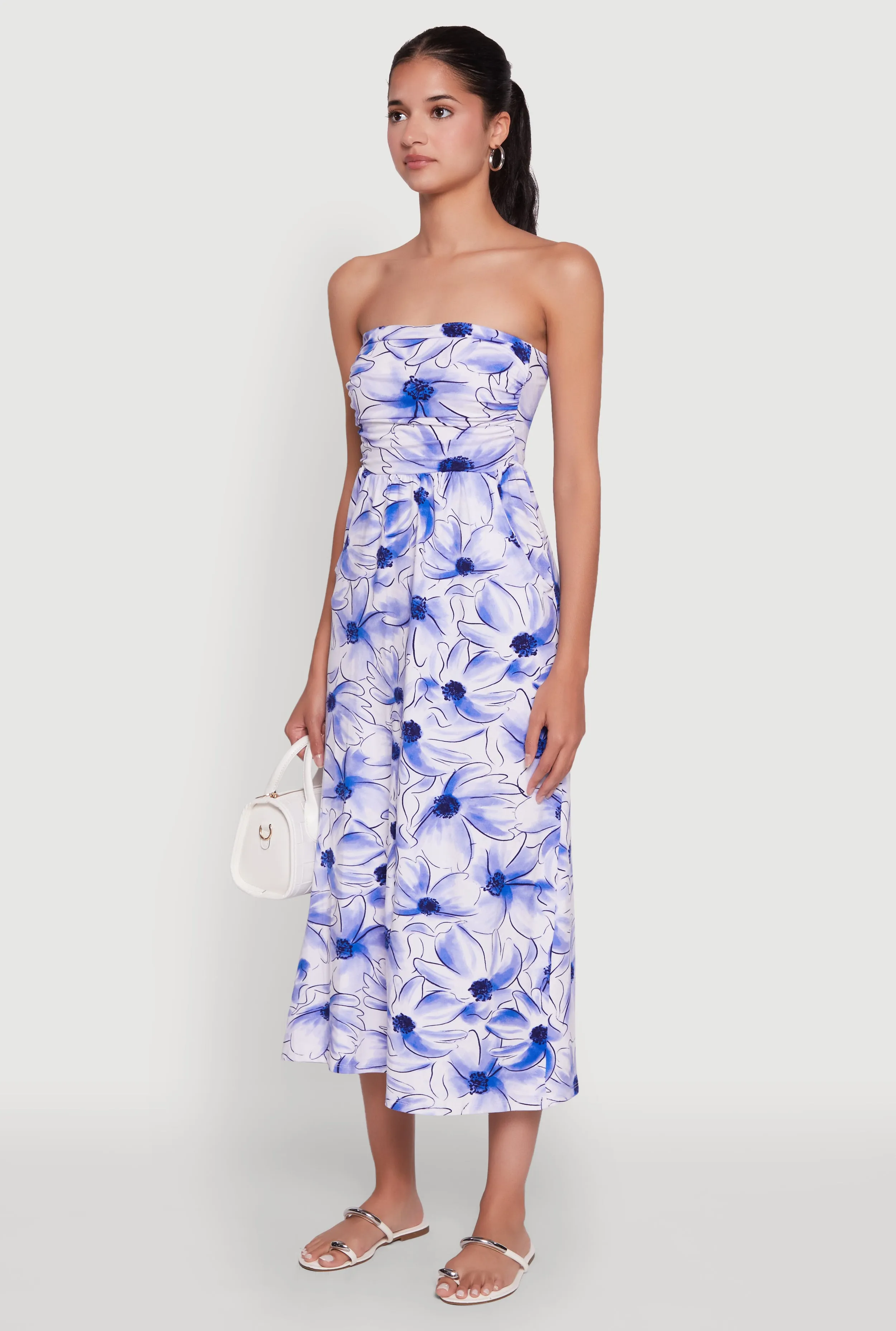 Feminine flowing piece Elegance Glow Floral Ruched Tube Sundress