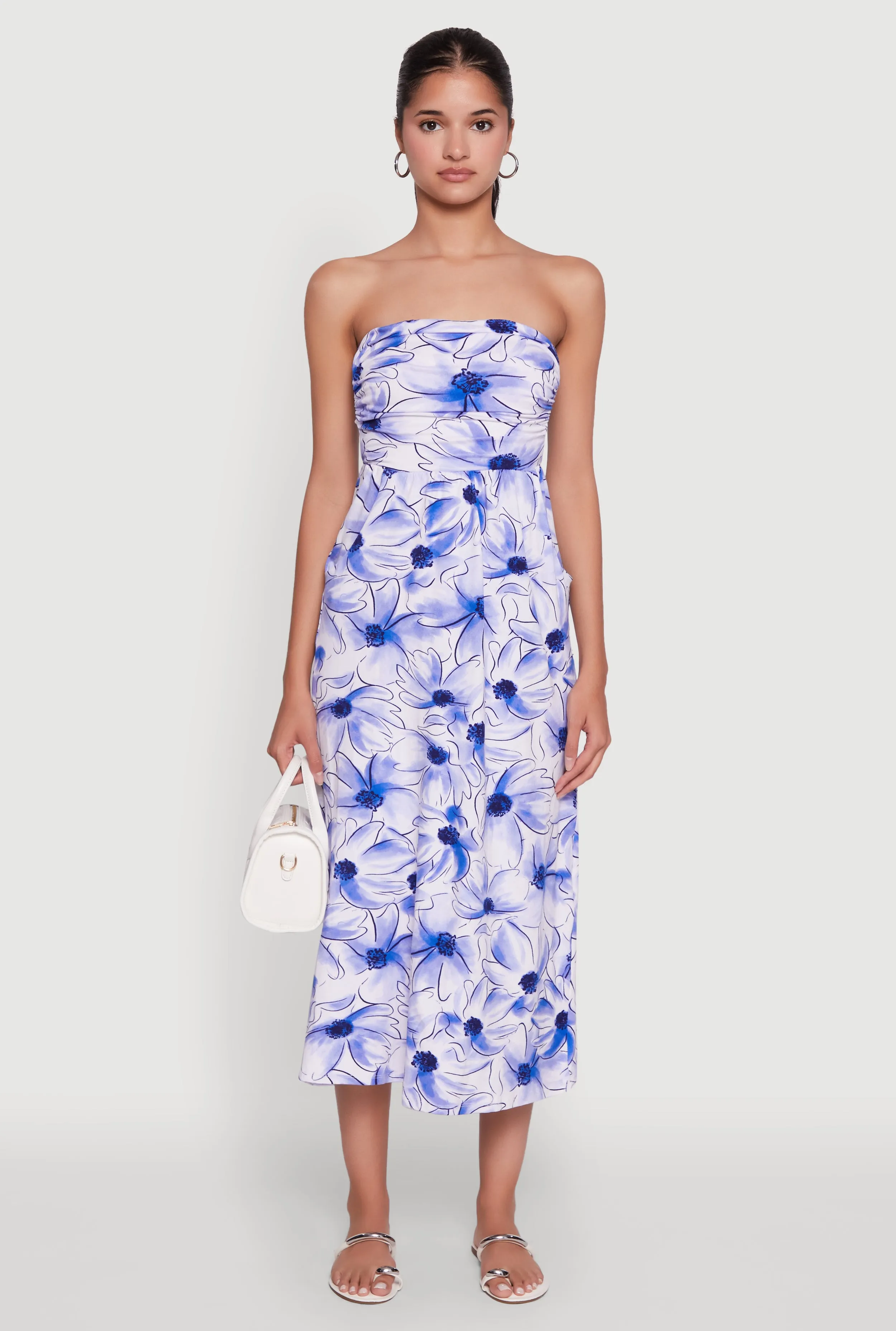 Floral Ruched Tube Sundress Comfortable Style Refined Mood