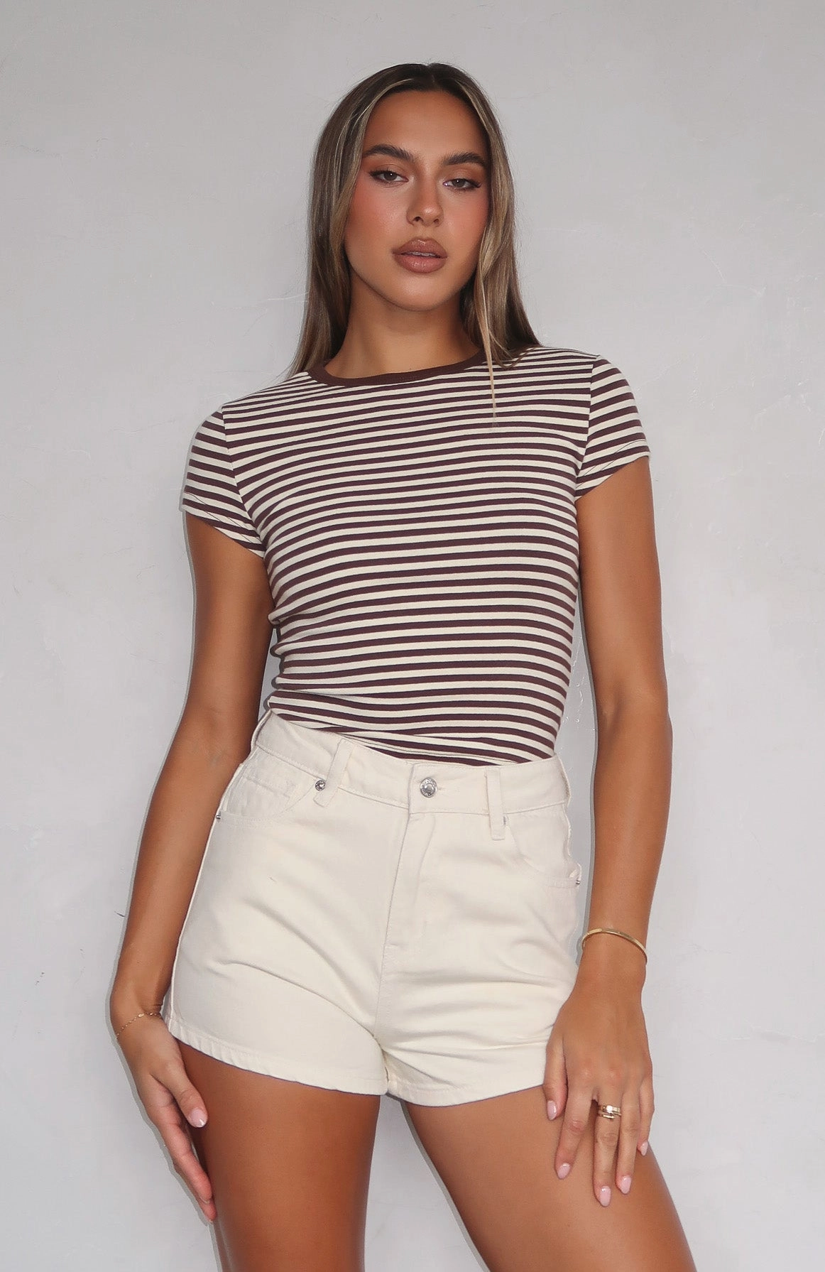 Party outfit Fresh Look Emerson Denim Shorts Cream