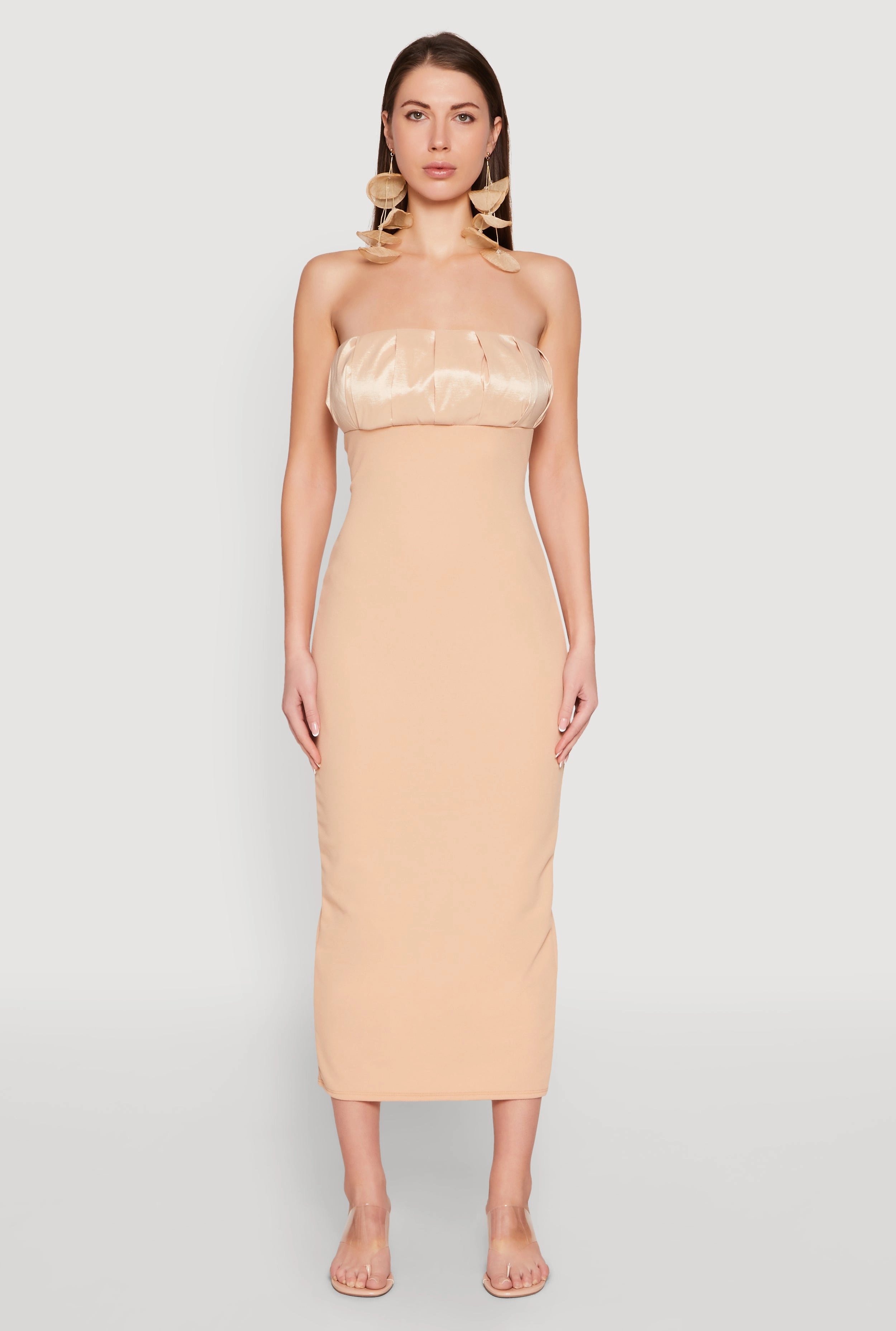 Empire Waist Slit Back Maxi Dress Smile Soft Trend Focused