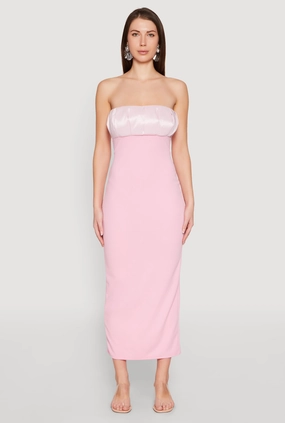 Empire Waist Slit Back Maxi Dress Pleat-Front Fit Choice