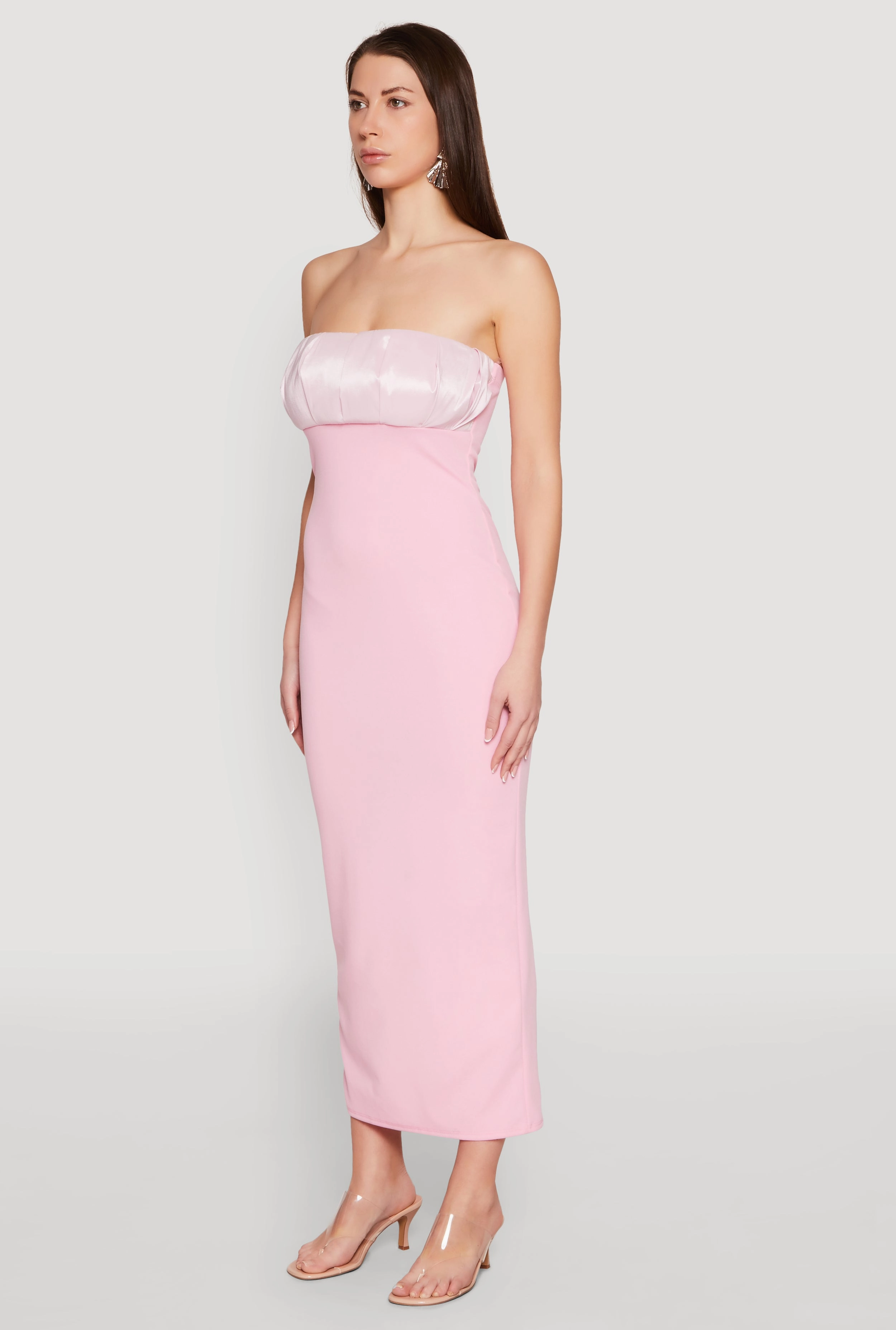 Sleek Flex Empire Waist Slit Back Maxi Dress