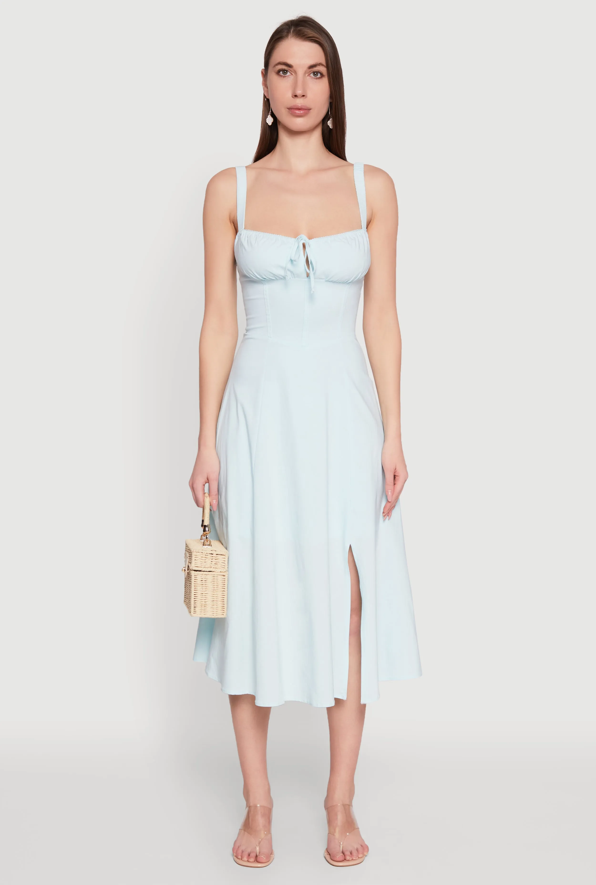 Chic Sleeveless Sundress with Lace & Ruching, Casual Style Perfectly Fitted Casual Elegance
