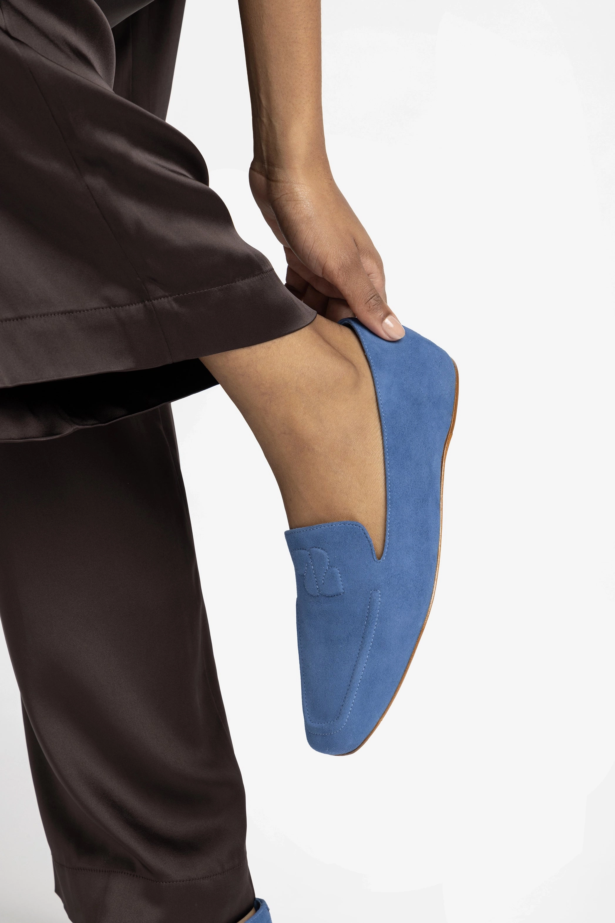 Penny Loafer In Blue Stoned Suede Dinner Outing