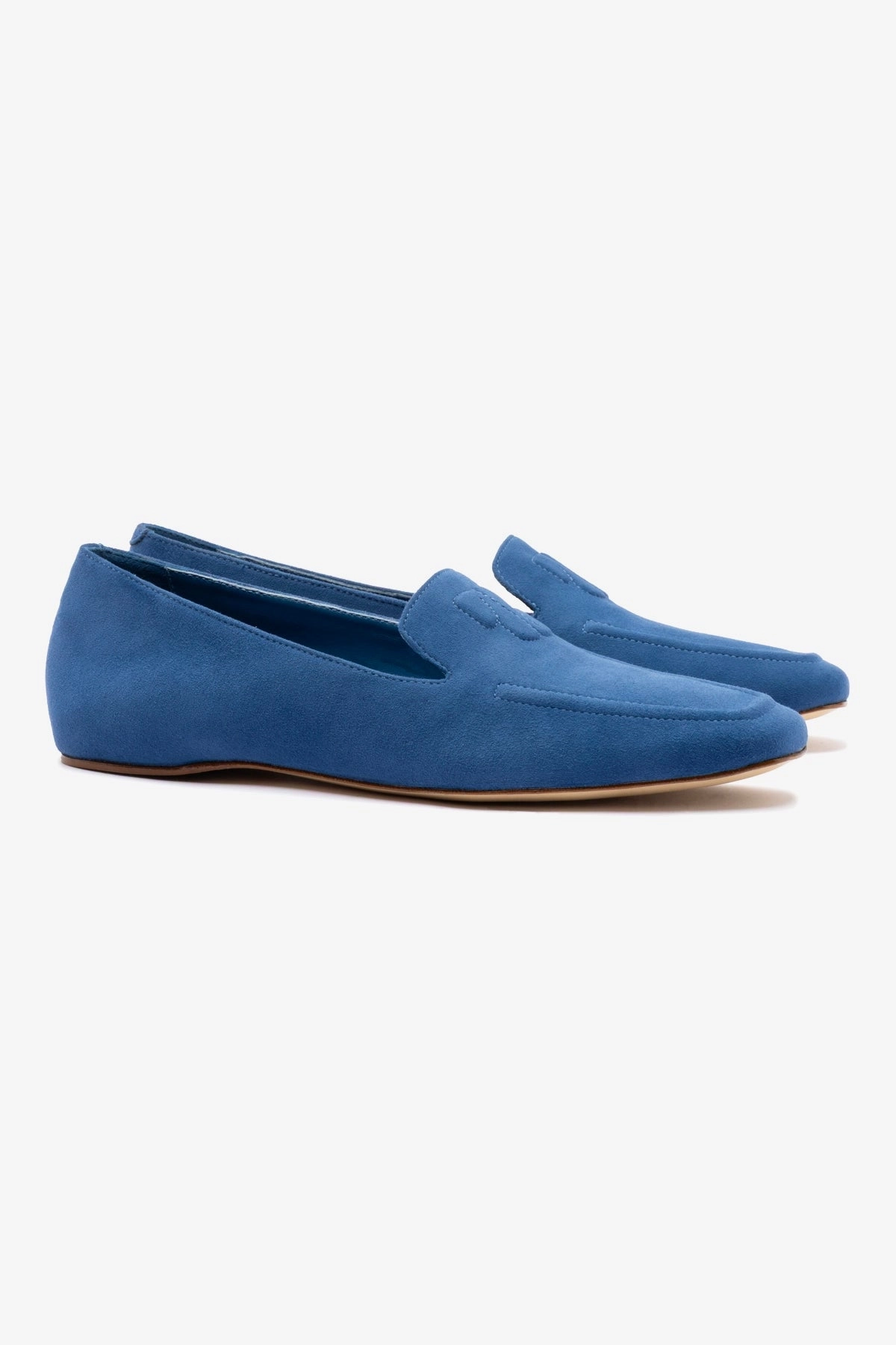 Heel Free Penny Loafer In Blue Stoned Suede