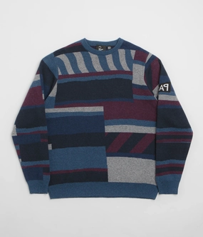 by Parra Patched Your Work Knitted Sweatshirt - Blue Comfy Fit