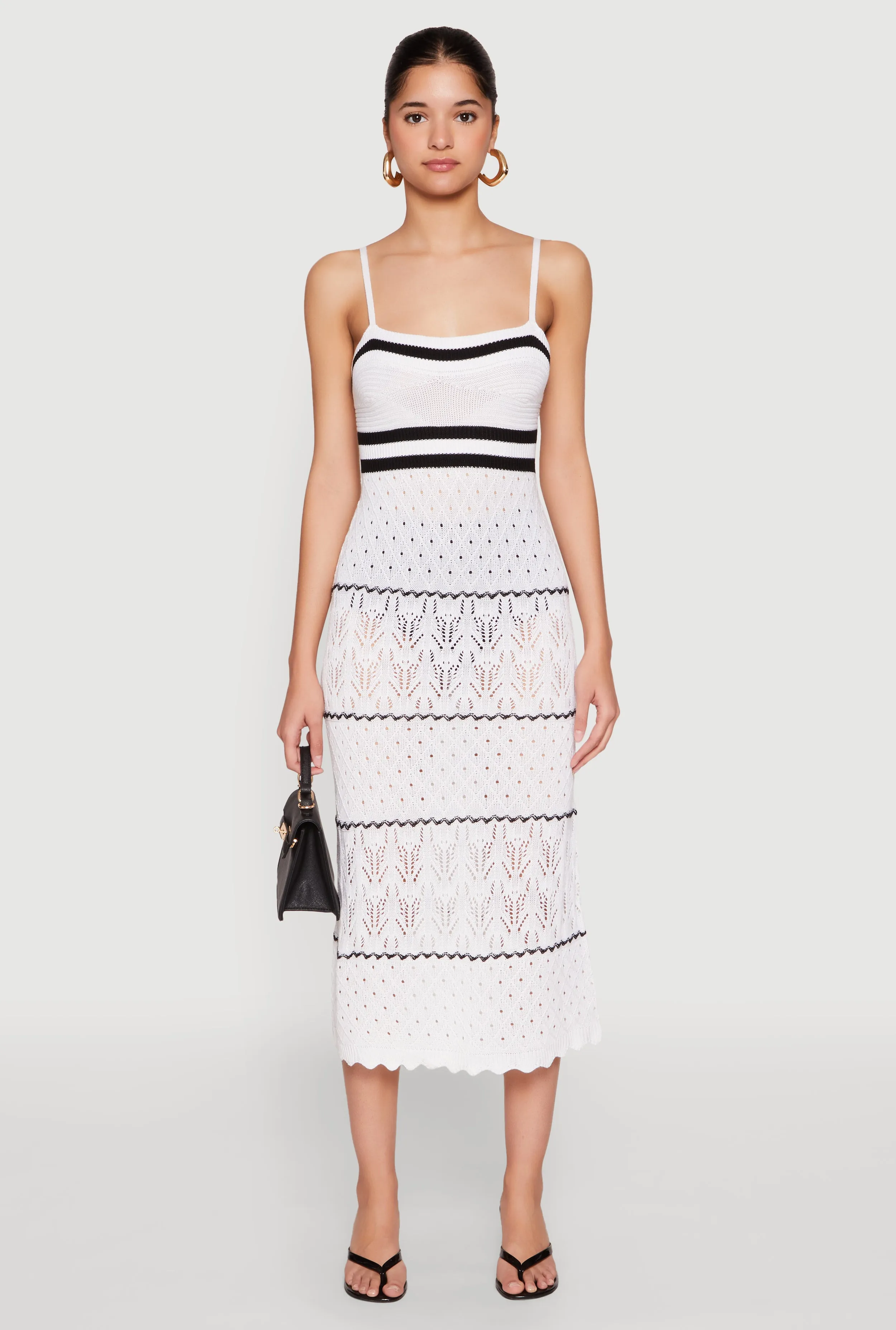 Almost Famous Contrast Trim Midi Dress Tonal-Panel Breathable Style