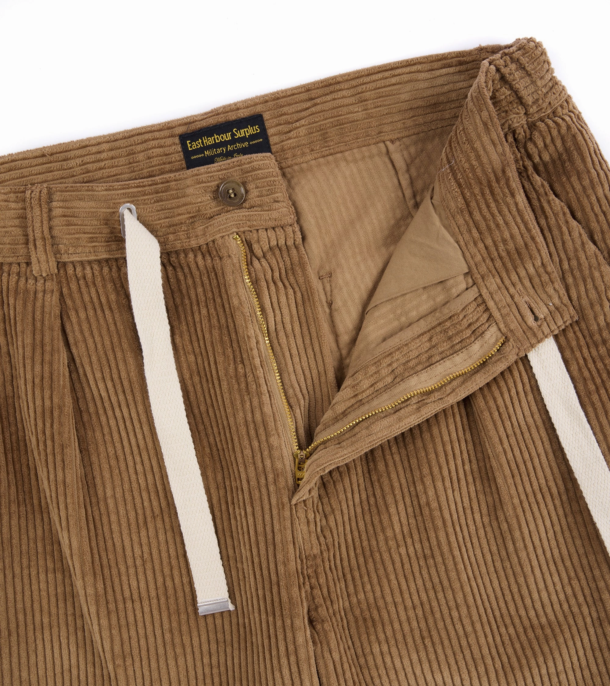 Soft Interior East Harbour Surplus Oxnard Wide Cotton Cord Easy Trousers: Light Brown