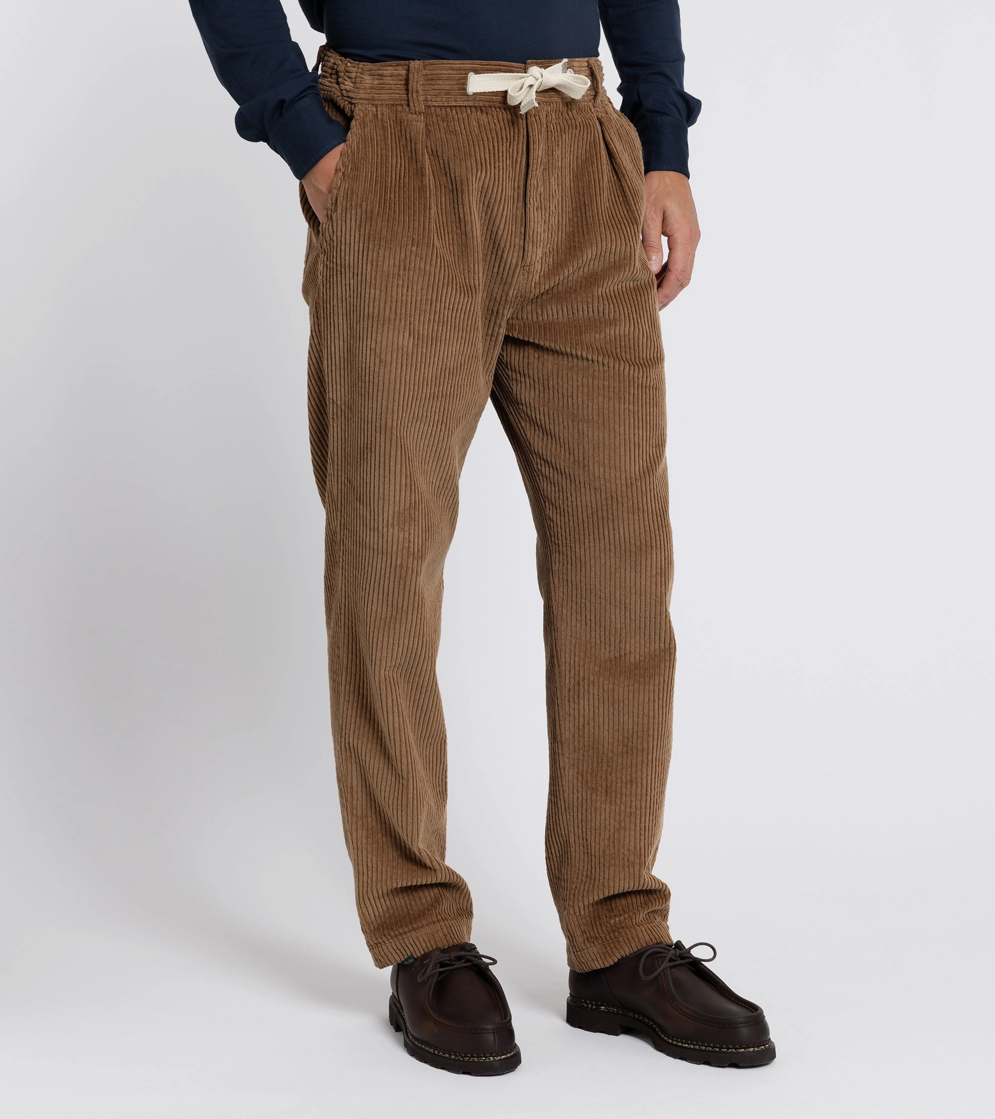 East Harbour Surplus Oxnard Wide Cotton Cord Easy Trousers: Light Brown All-Purpose Comfort Low Rise Fit