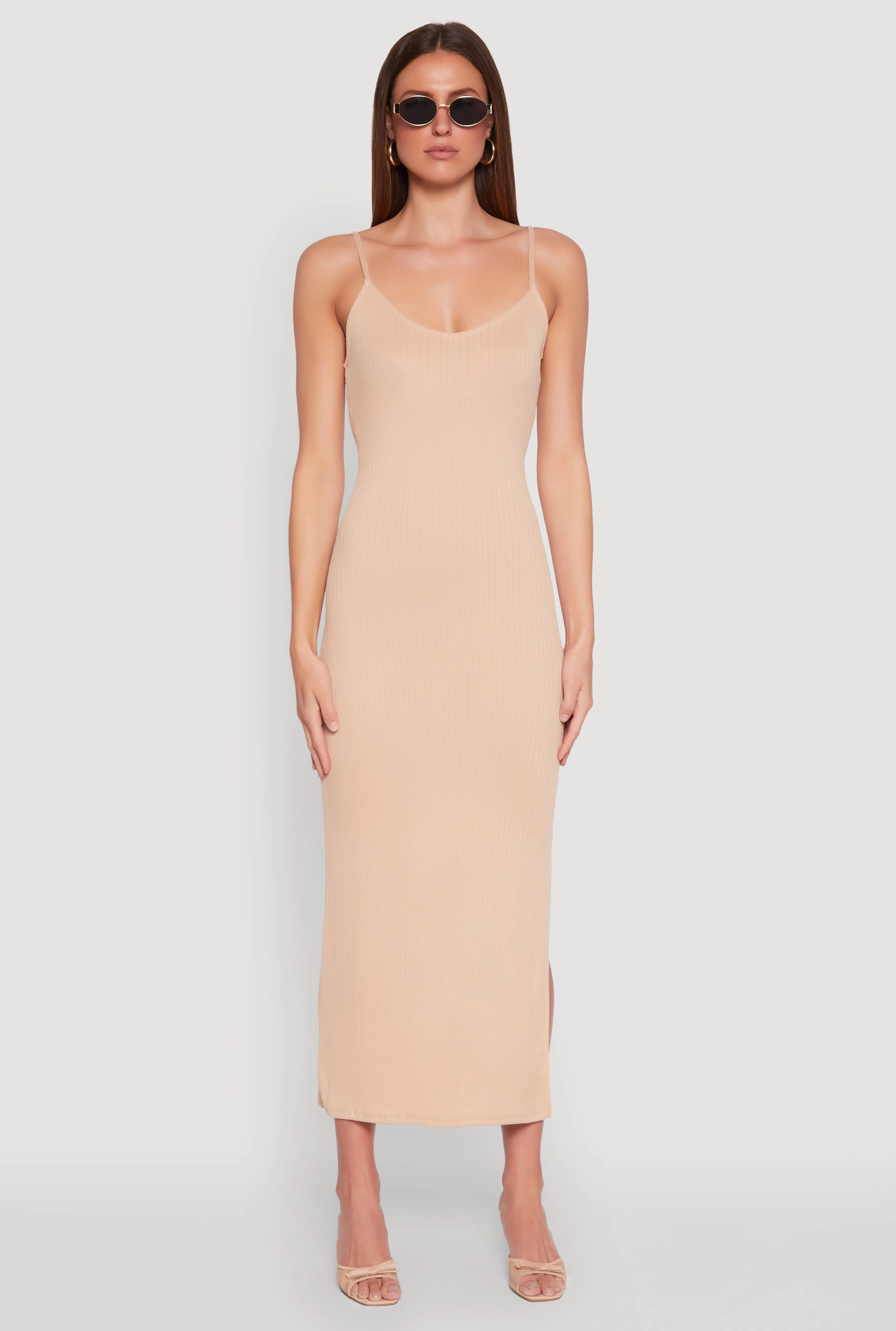 Elegant knee-length dress Layer Safe Side Slit V Neck Maxi Dress