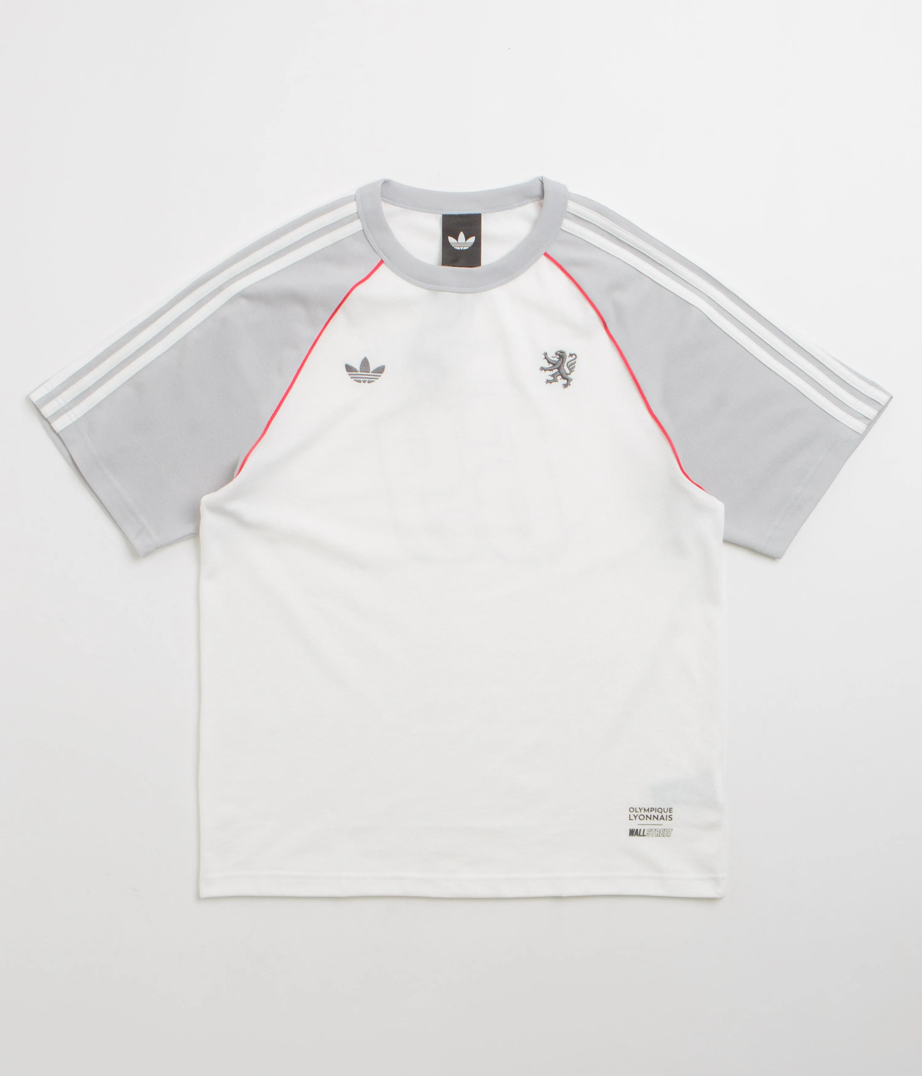 Adidas x Wall Street x Olympique Lyonnais Jersey - White / Solid Grey / Active Pink Floral Pattern LayeredSleeveConstruction