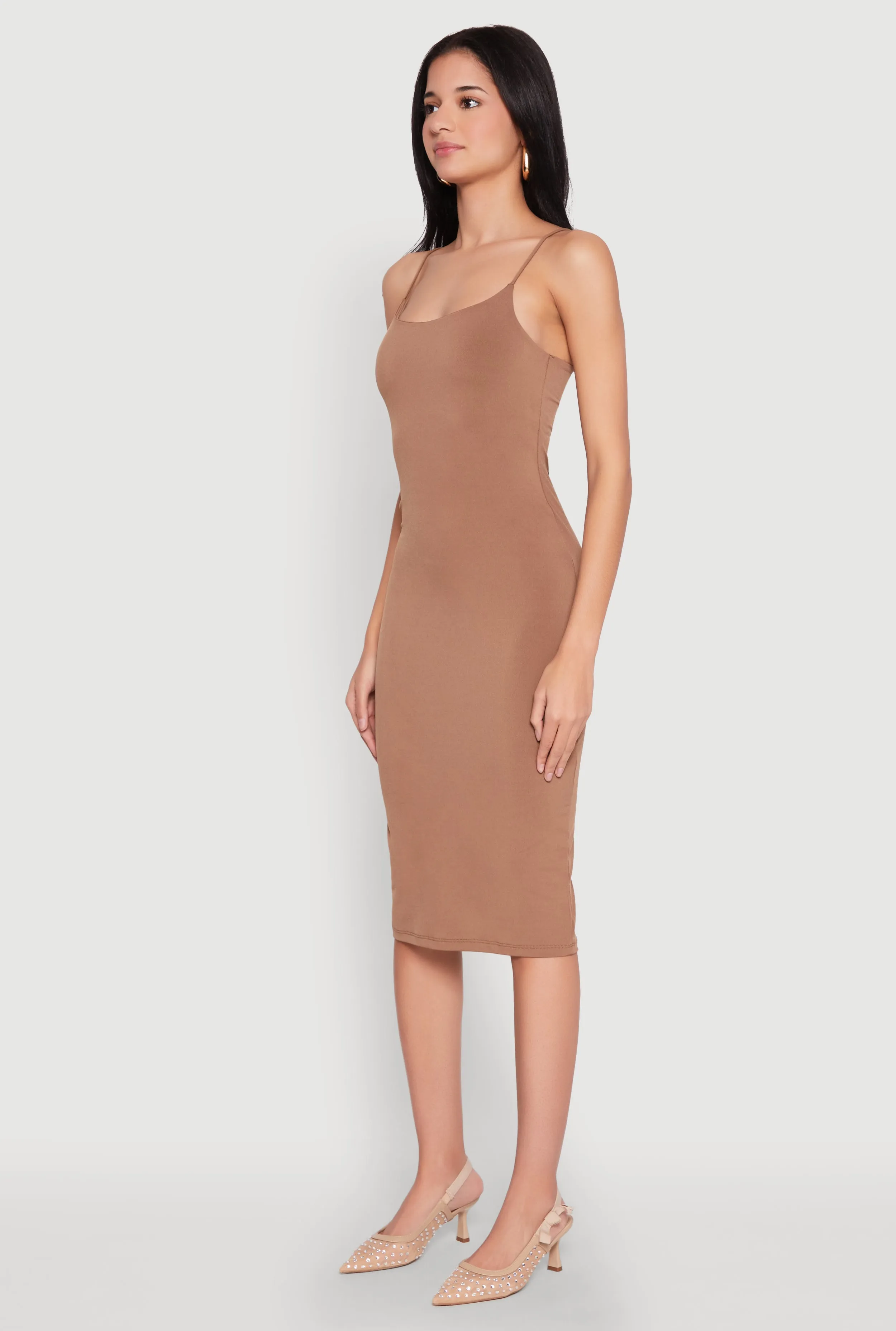 Tie Back Bodycon Midi Dress Morning Wear Fit Vibe