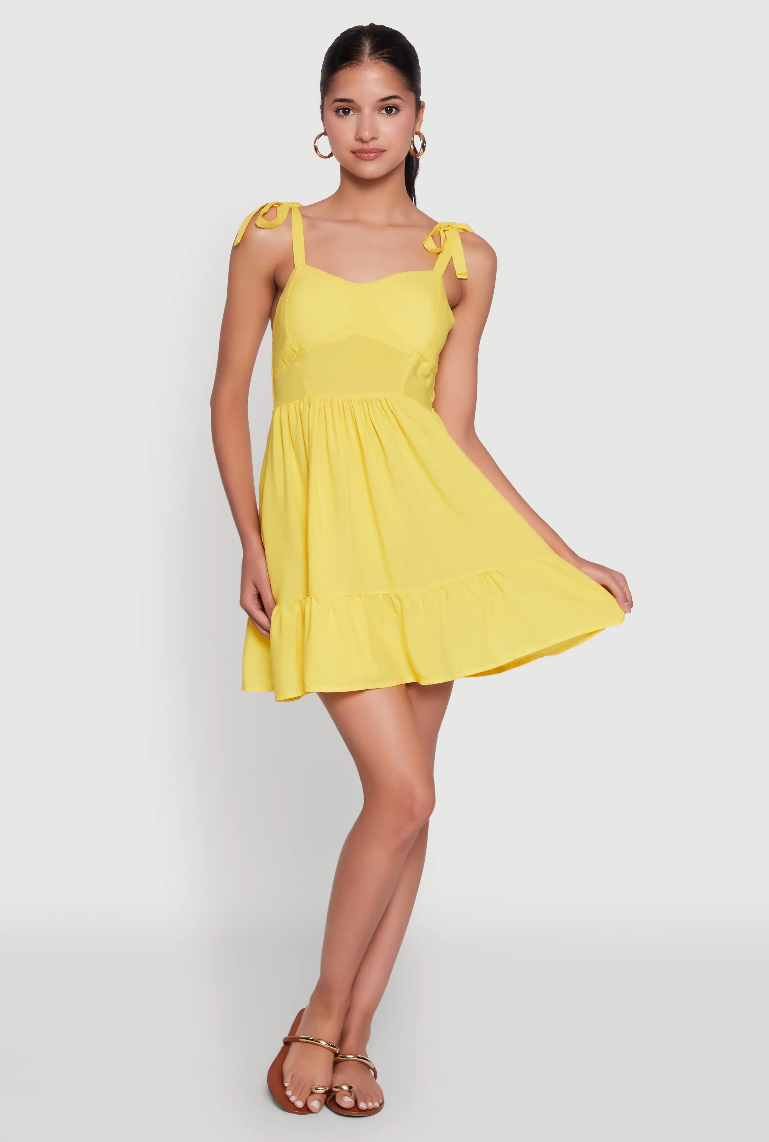 Chic Sundress with Tie Straps and Sweetheart Neckline Vacation Vibe