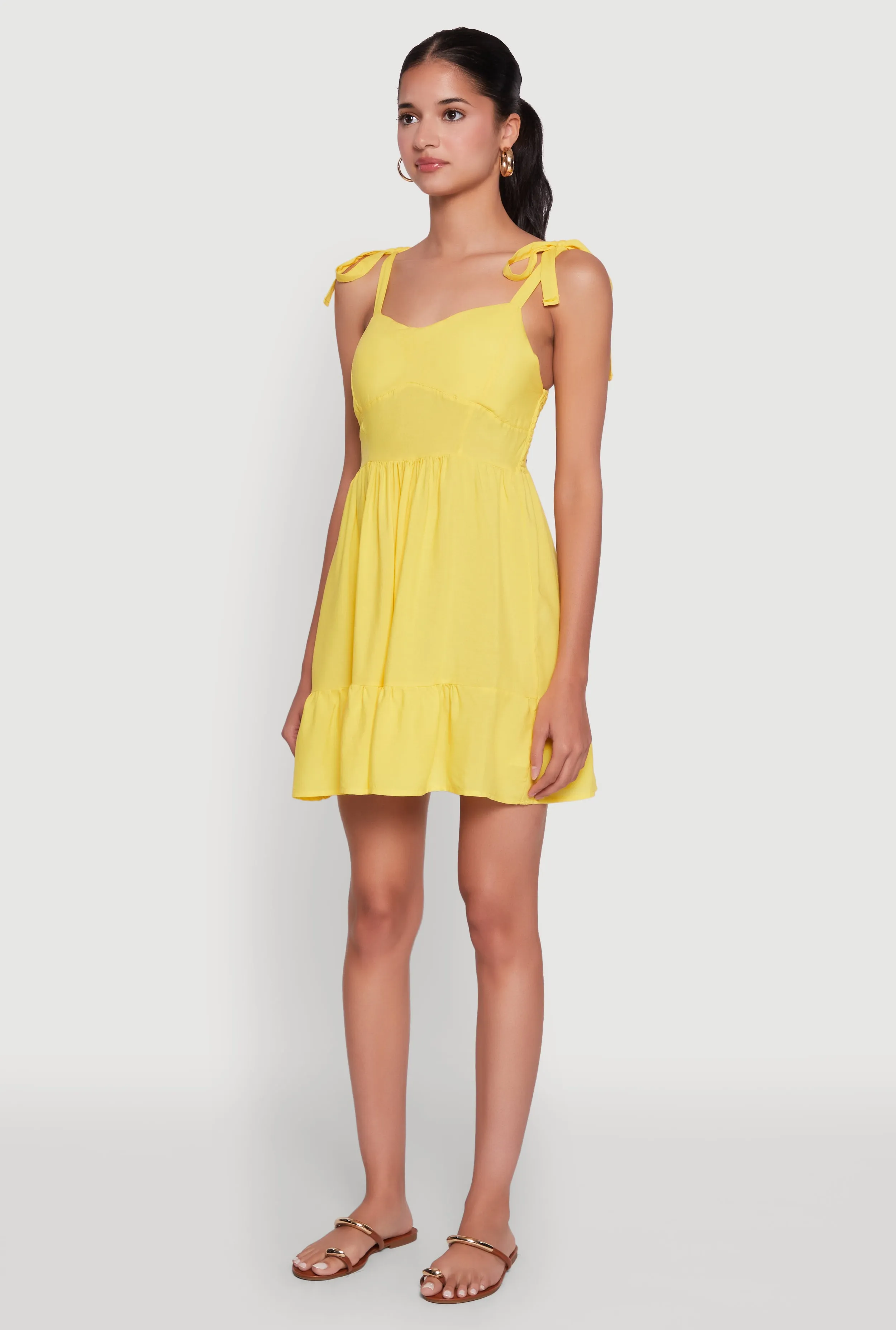 Cocktail Ready Tall Fit Chic Sundress with Tie Straps and Sweetheart Neckline