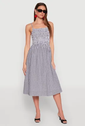 Chilly Comfort Almost Famous Cut Out Back Gingham Dress