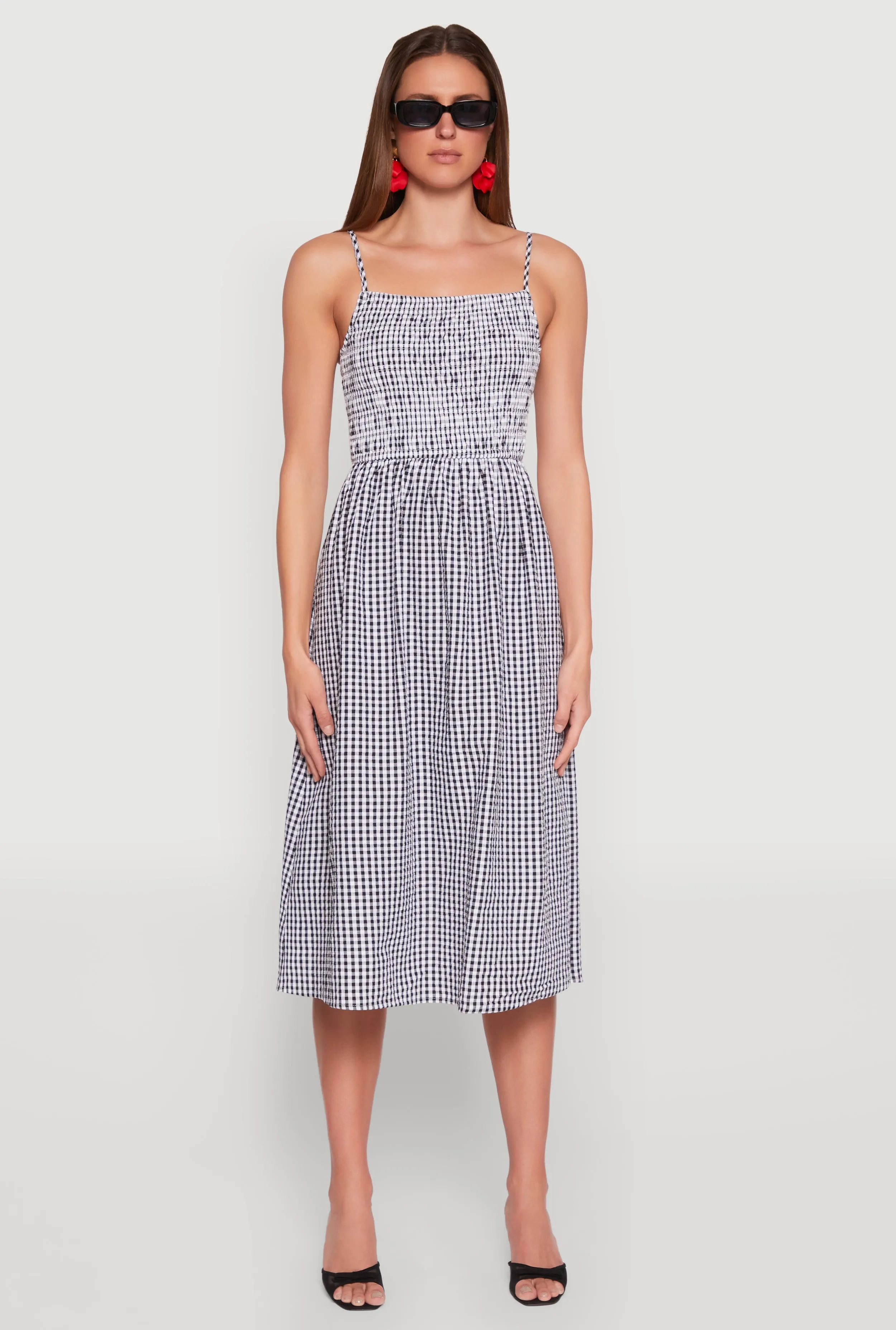 Almost Famous Cut Out Back Gingham Dress Beauty Feel