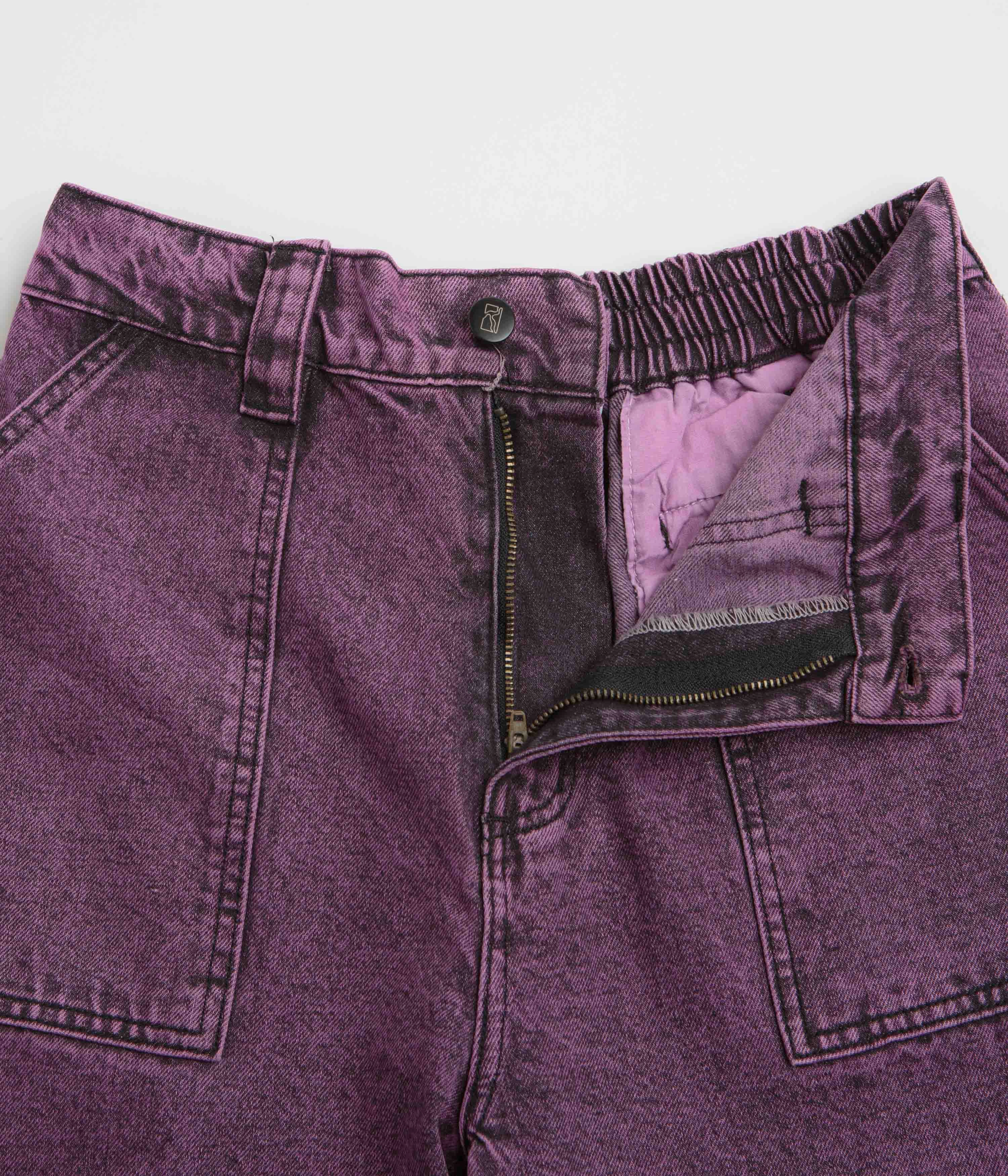 Stylish Cut Chic casual Poetic Collective Painter Pants - Purple Acid Wash Denim