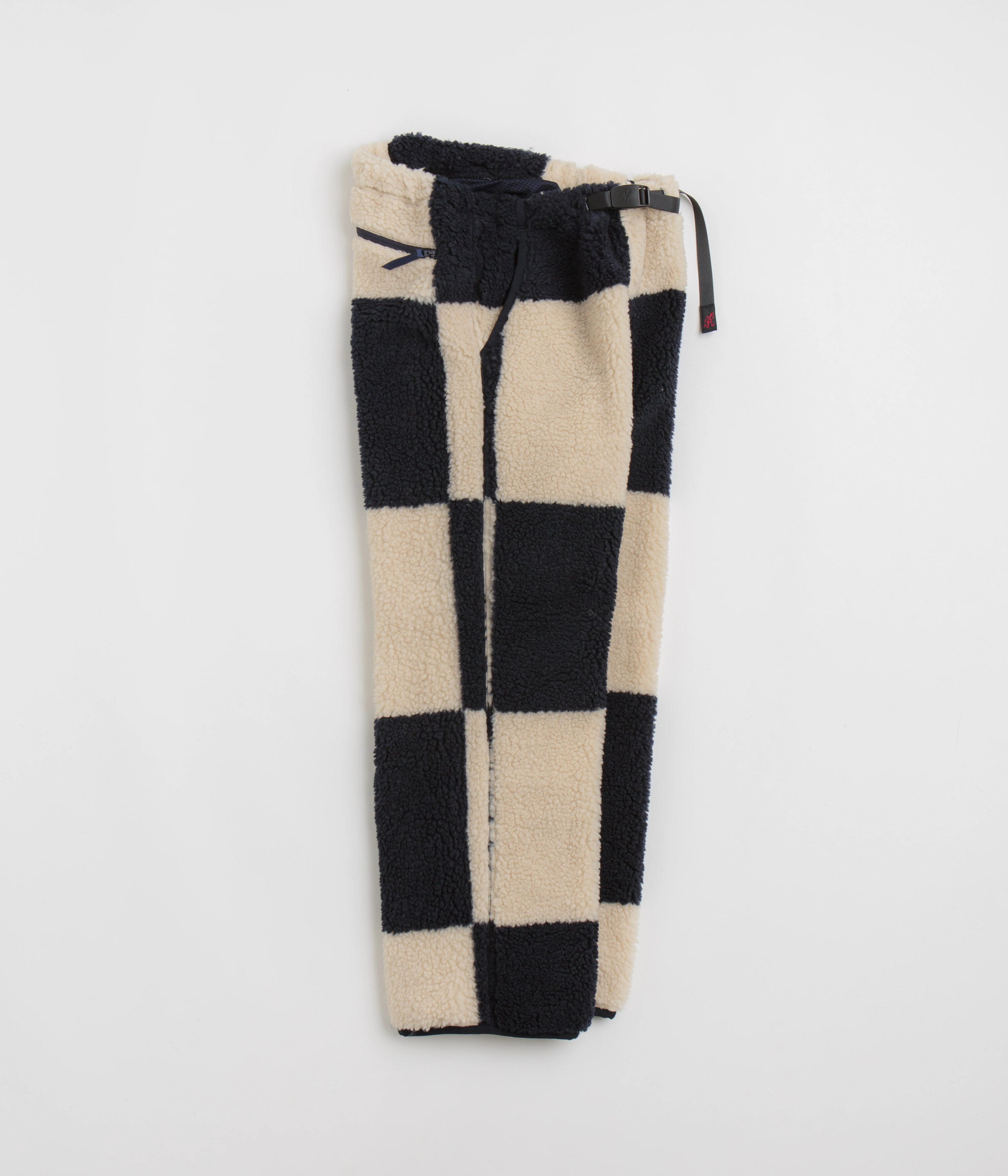 Performance Fit Double Layered Hem Gramicci Checkered Sherpa Pants - Natural / Navy Check