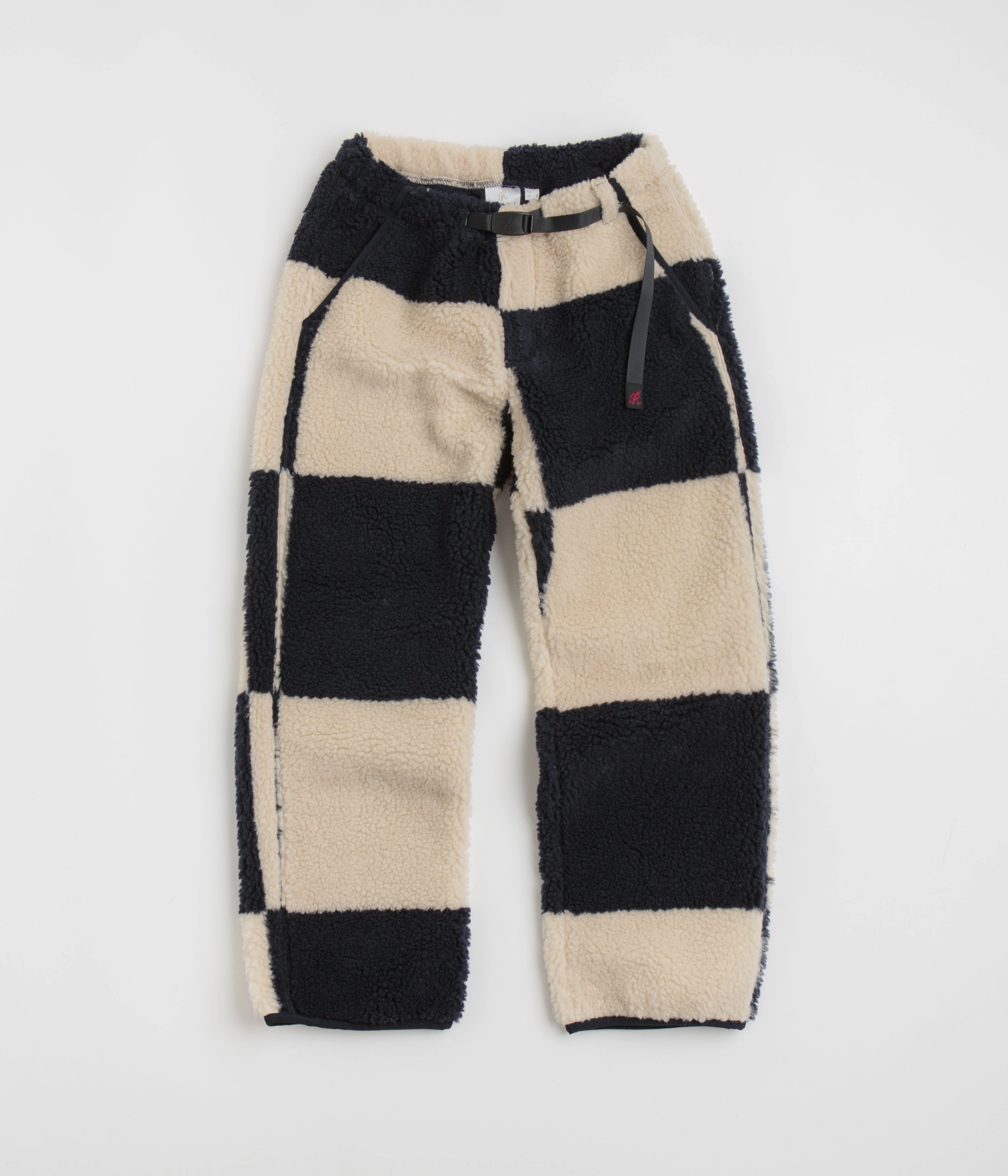 Gramicci Checkered Sherpa Pants - Natural / Navy Check Wide fit On The Go