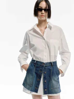 Paneled Denim Shirt Dress Trend Movement