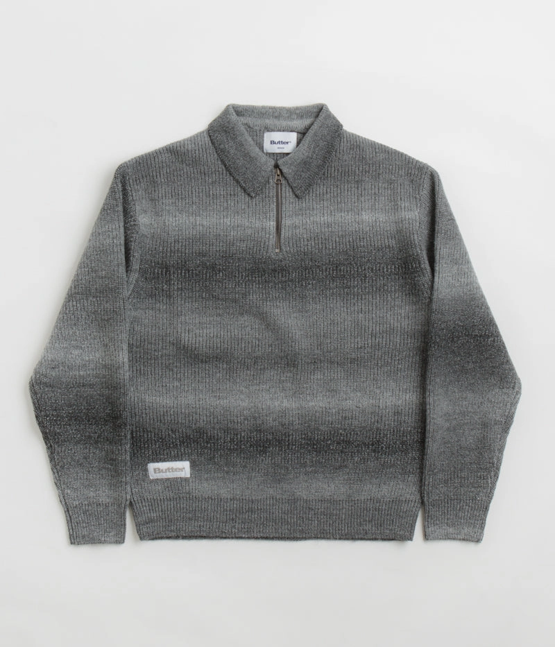Effortless Comfort Wear Butter Goods Beams 1/4 Zip Knit Polo Sweatshirt - Charcoal