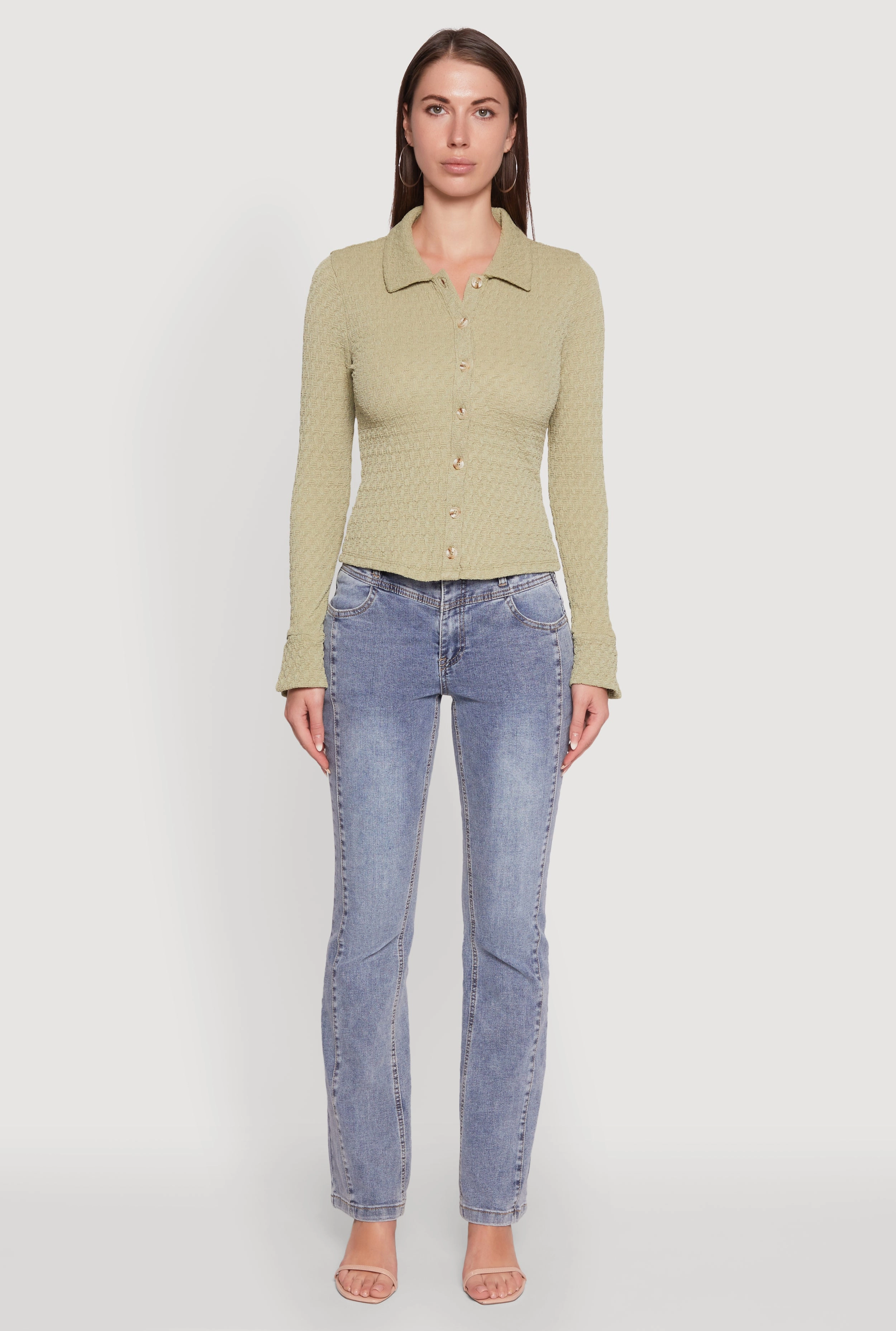Iris Classic Fit Textured Knit Button Front Shirt Sustainable Snow resistant
