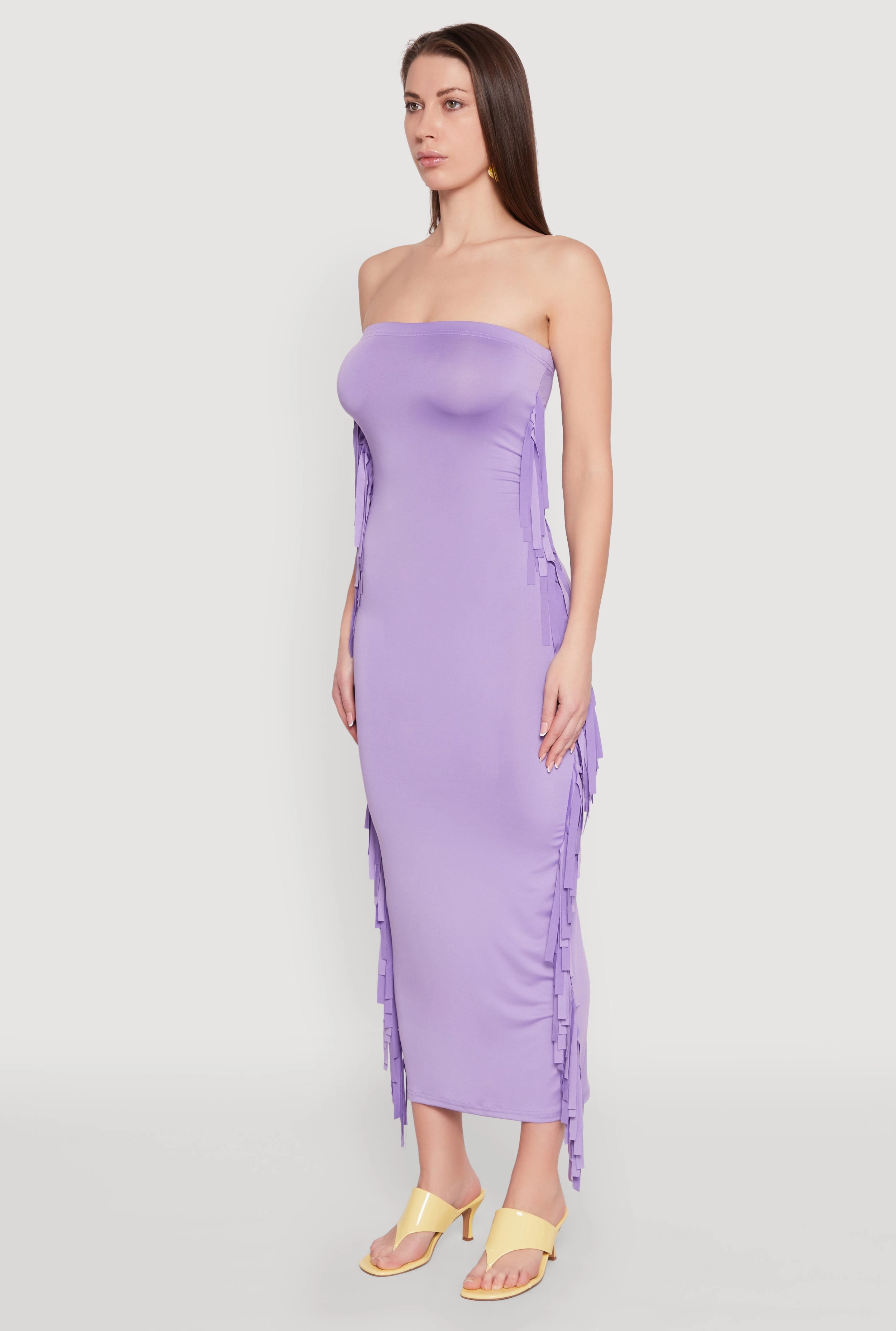 Side Fringe Maxi Tube Dress Vacation Vibes Chill Piece