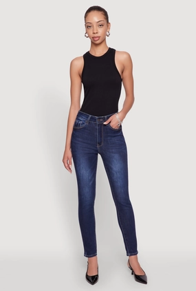 WAX Five Pocket Solid Skinny Jeans High Rise Straight Leg Design