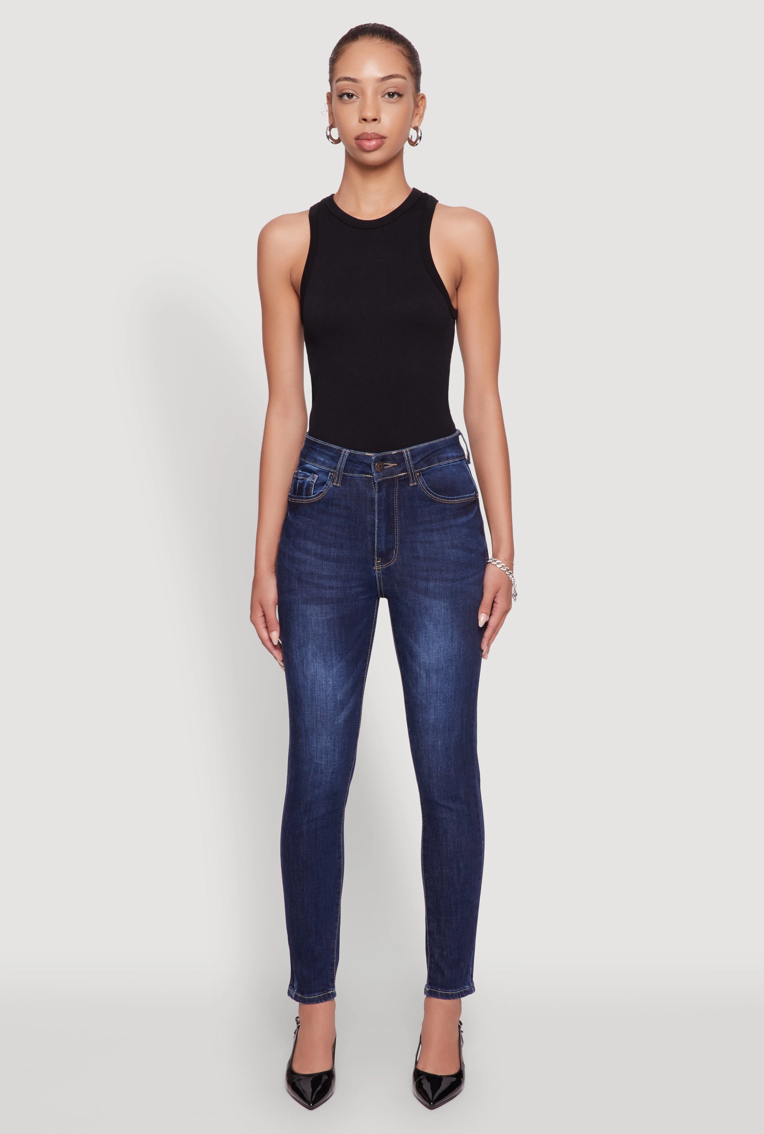 WAX Five Pocket Solid Skinny Jeans Base Outfit Easy Fit