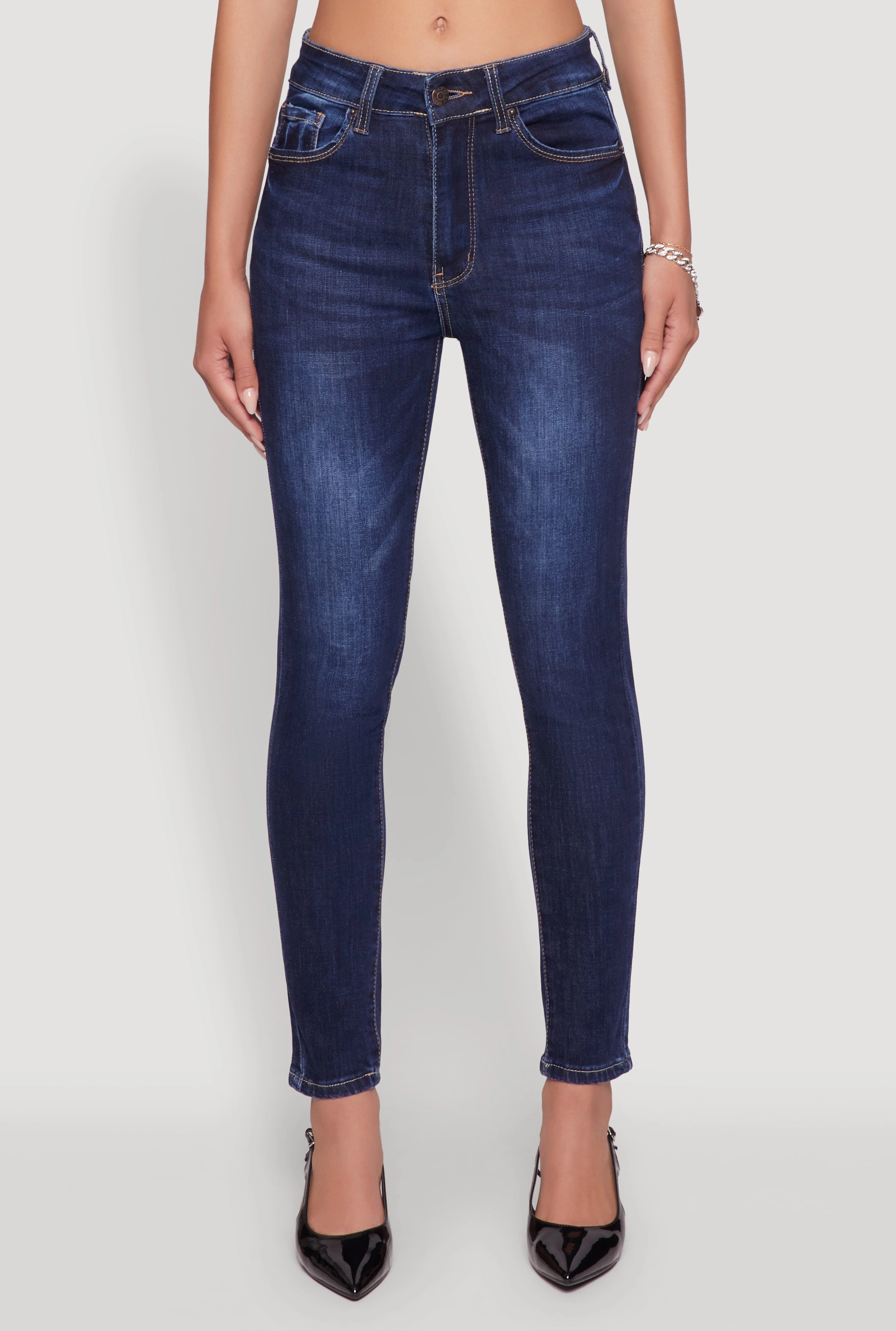 Day Out Style WAX Five Pocket Solid Skinny Jeans