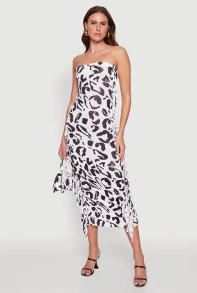 Side Fringe Animal Print Tube Dress Lounge Ready Self Power