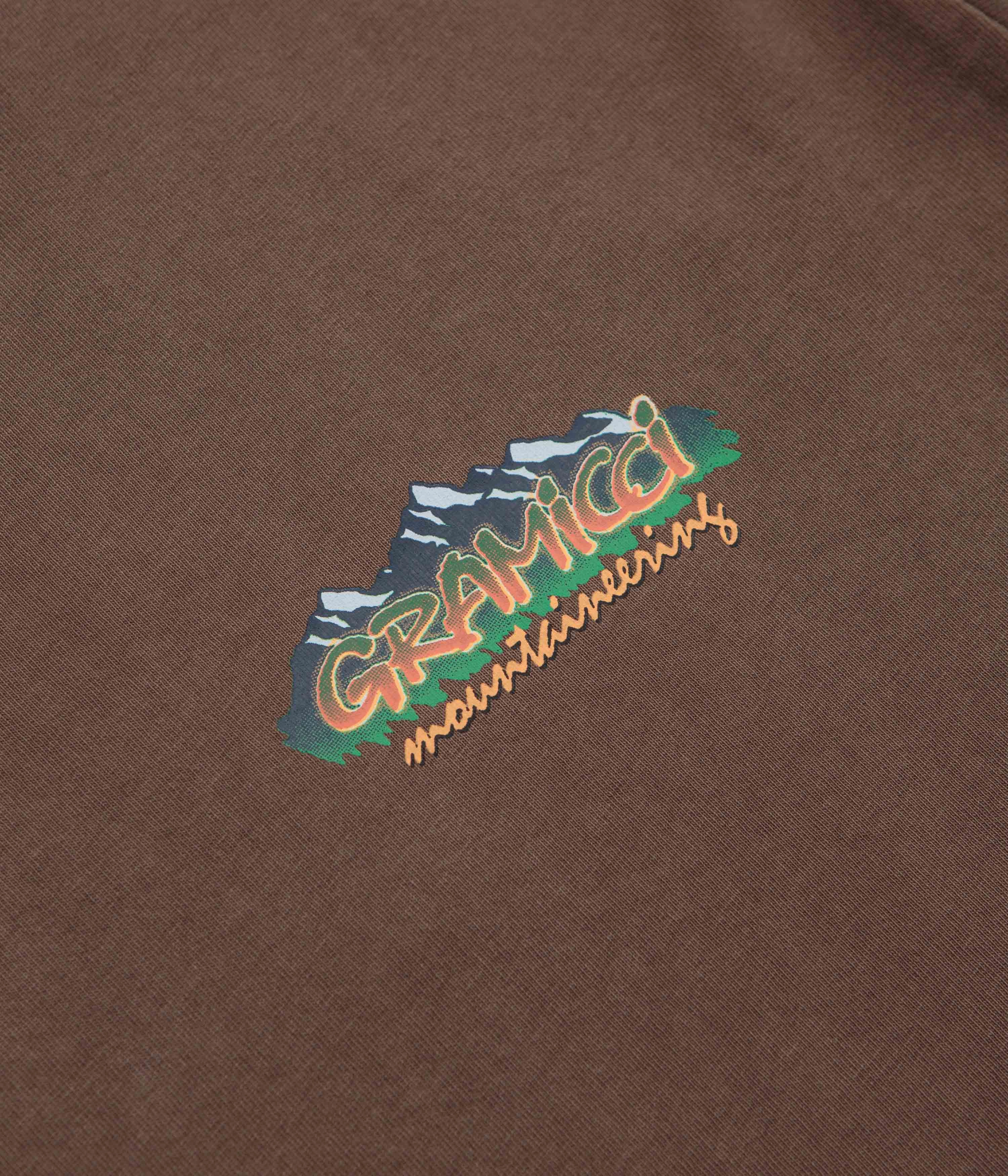 Gramicci Mountaineering T-Shirt - Brown Pigment Essential Style Wear Flexible Collar
