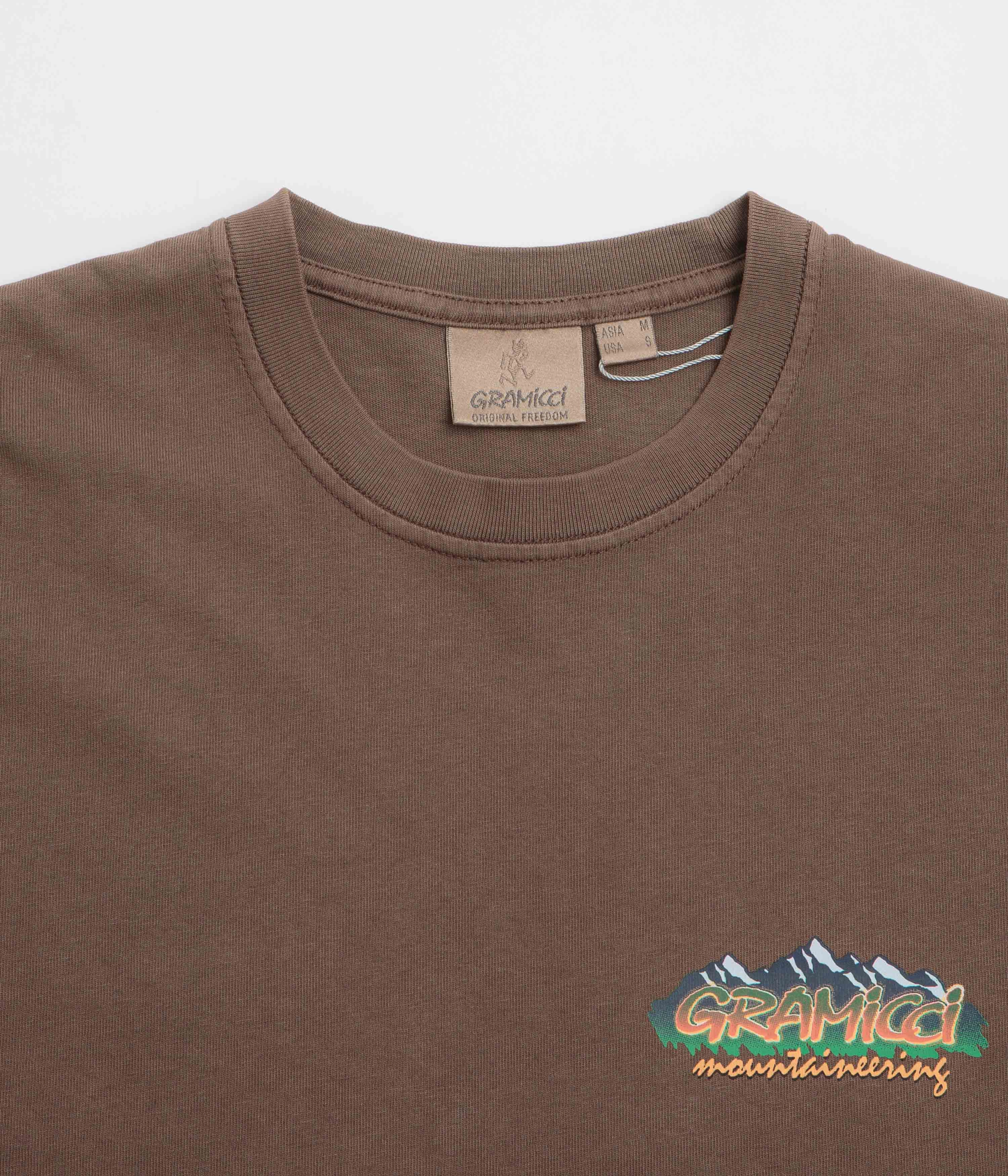 Gramicci Mountaineering T-Shirt - Brown Pigment Casual Wear GarmentDyedTexture
