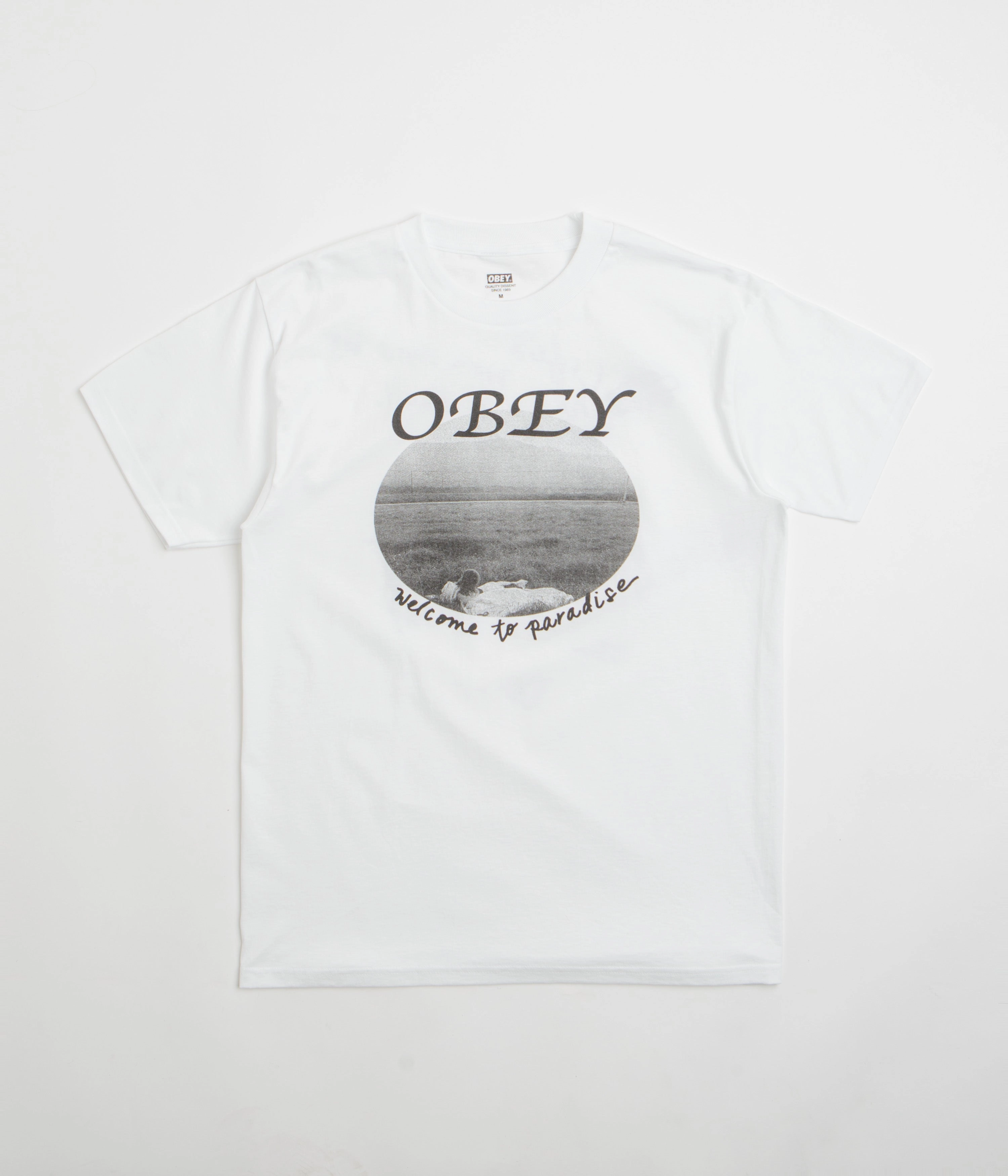 Obey Welcome To Paradise T-Shirt - White Tight fit sexiness Valentine's Day