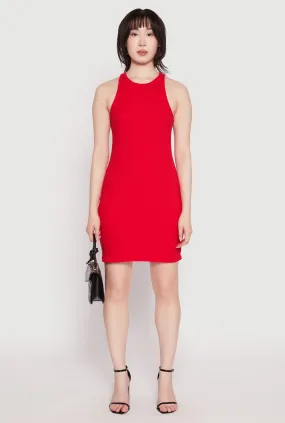 Sleek Motion Crew Neck Mini Racerback Tank Dress