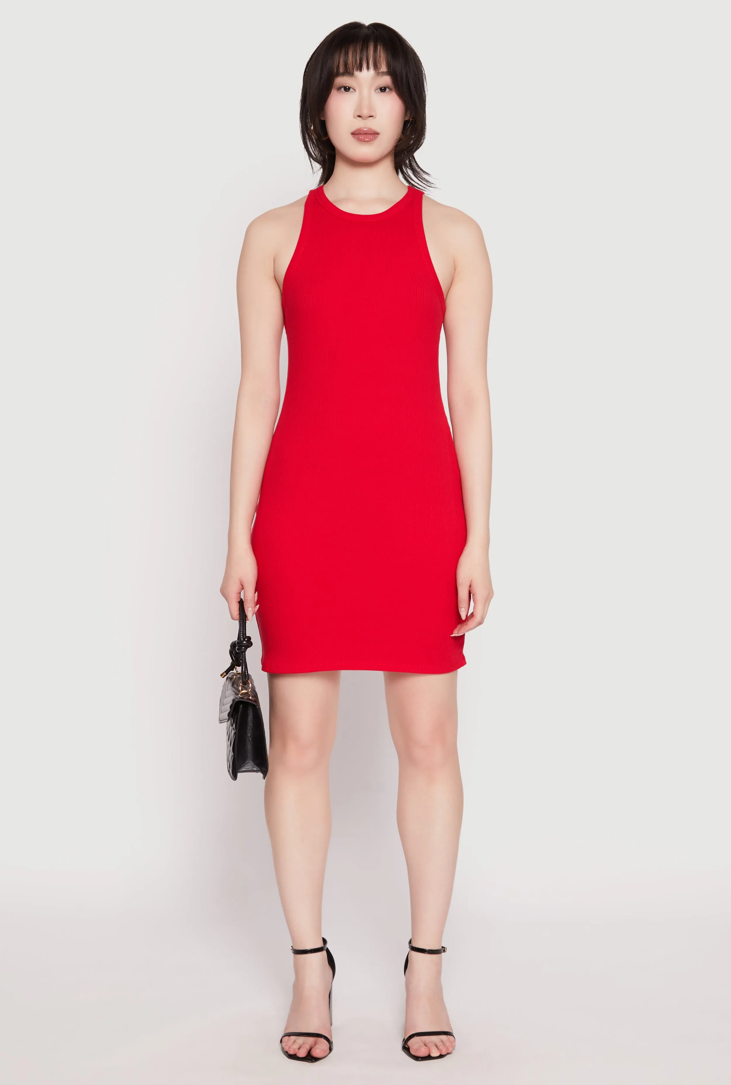 Sleek Motion Crew Neck Mini Racerback Tank Dress